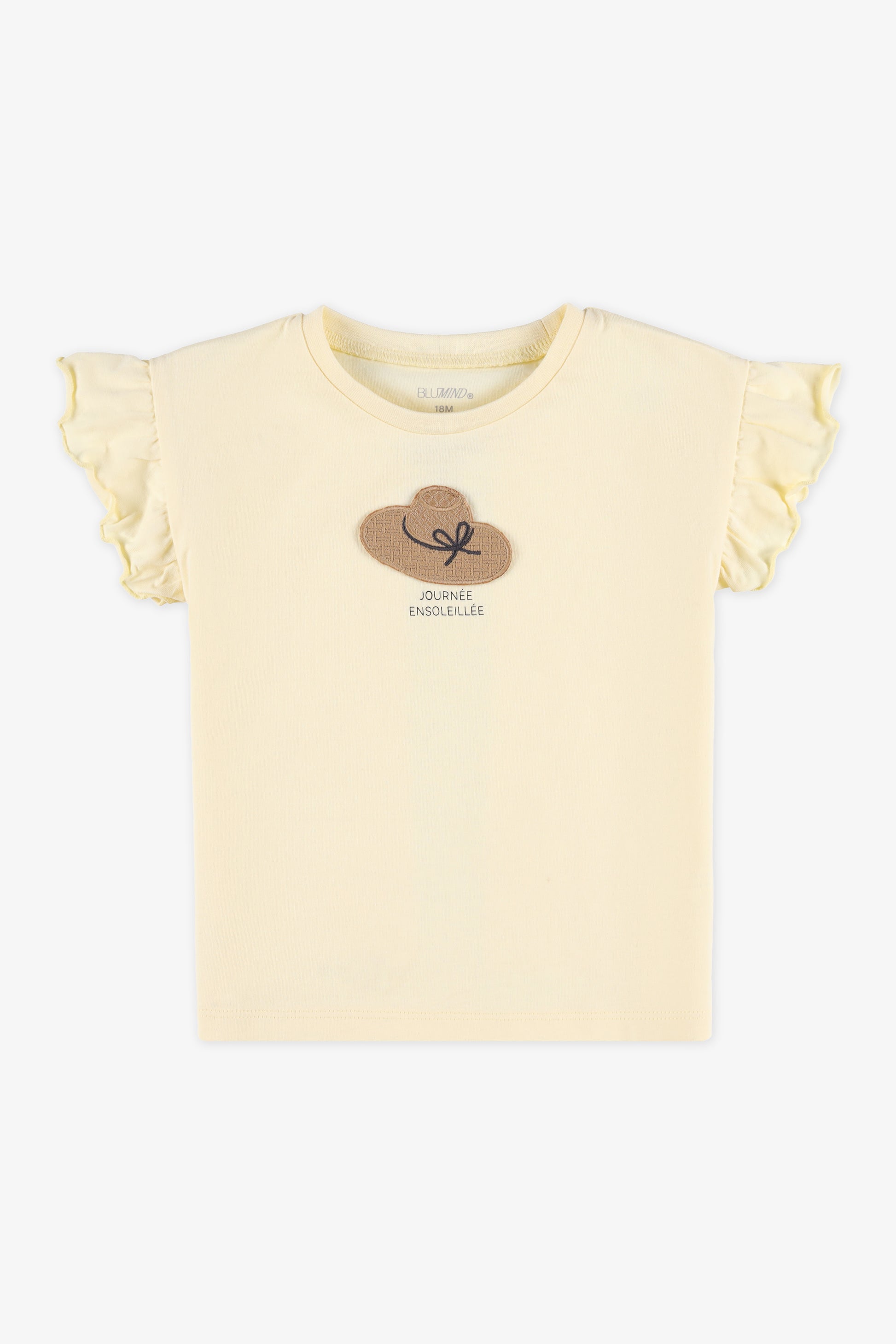 Chandail M/courtes frill uni – Bébé fille && JAUNE
