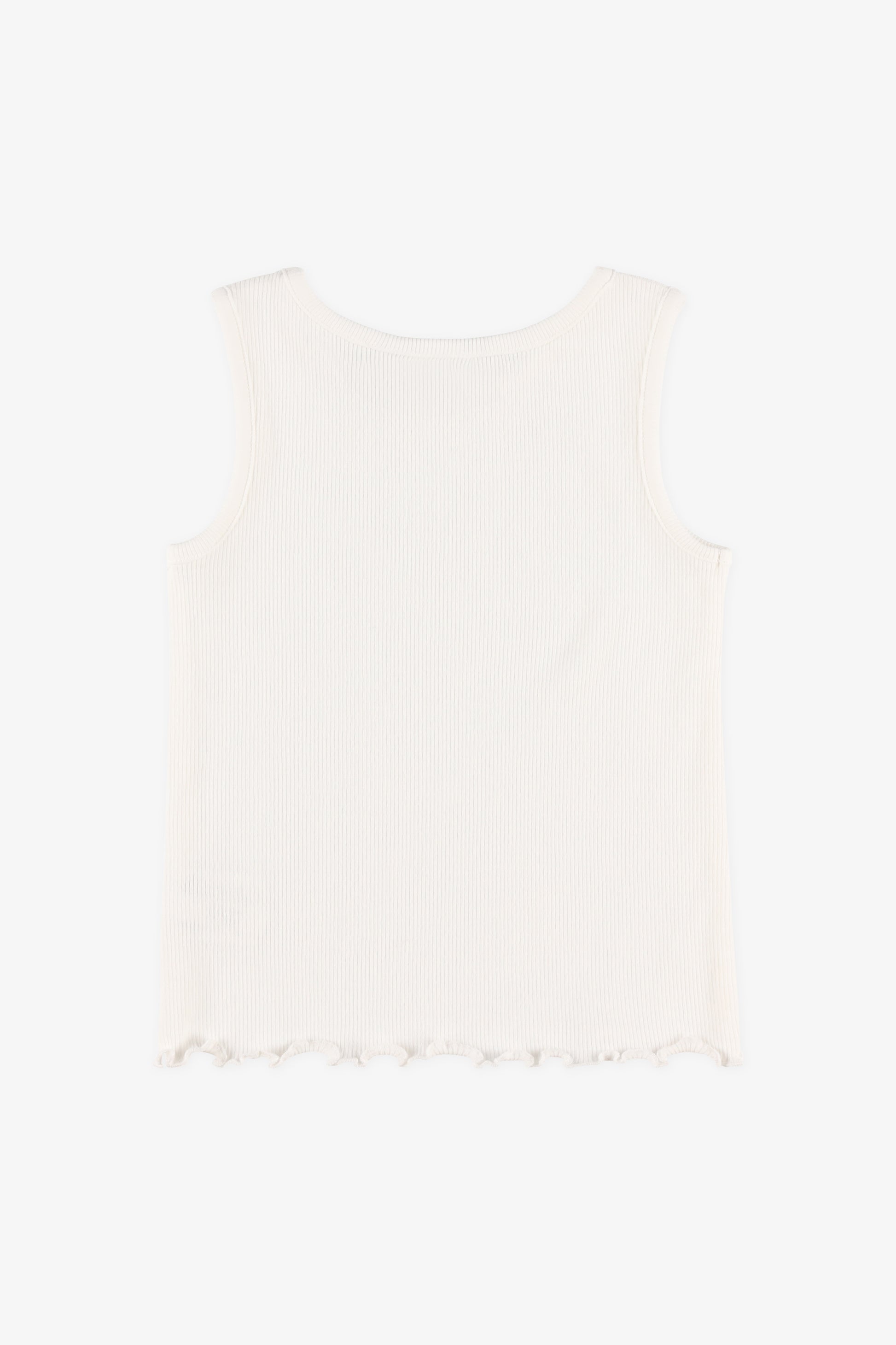 Camisole côtelé à bords frisons - Bébé fille && BLANC
