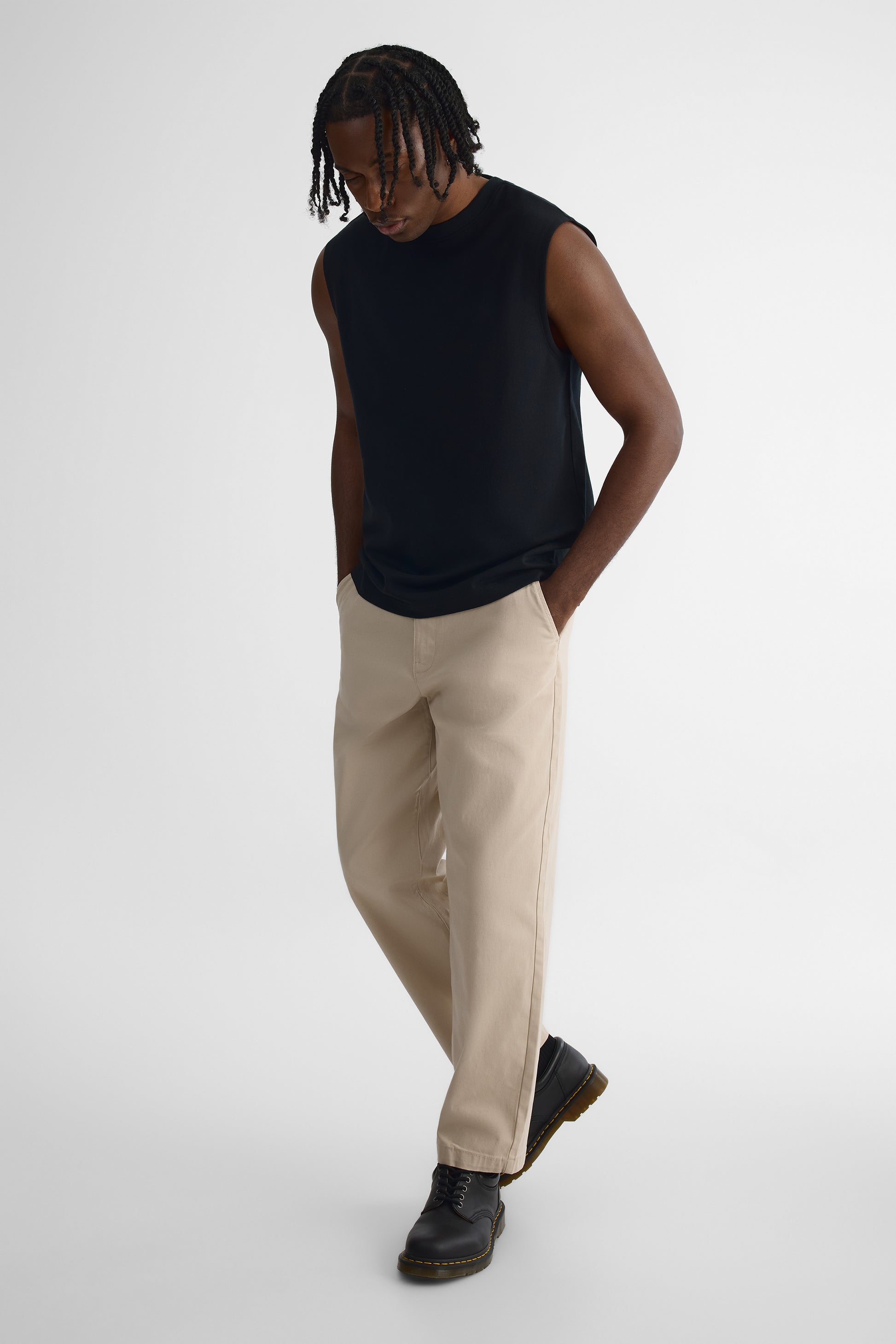 Pantalon ample en coton recyclé – Jeune homme && BEIGE
