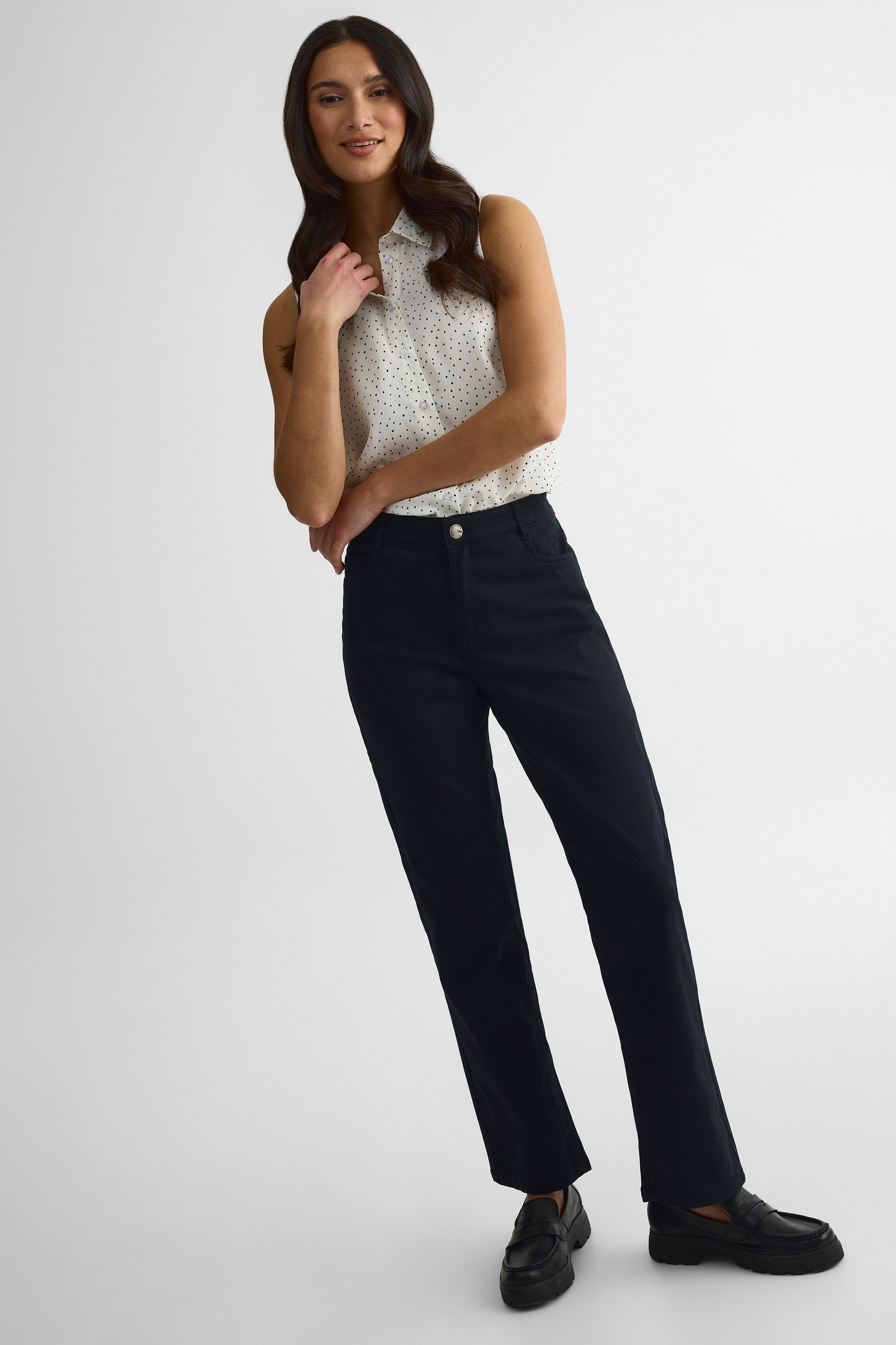 Pantalon 5 poches en twill extensible - Femme && NOIR