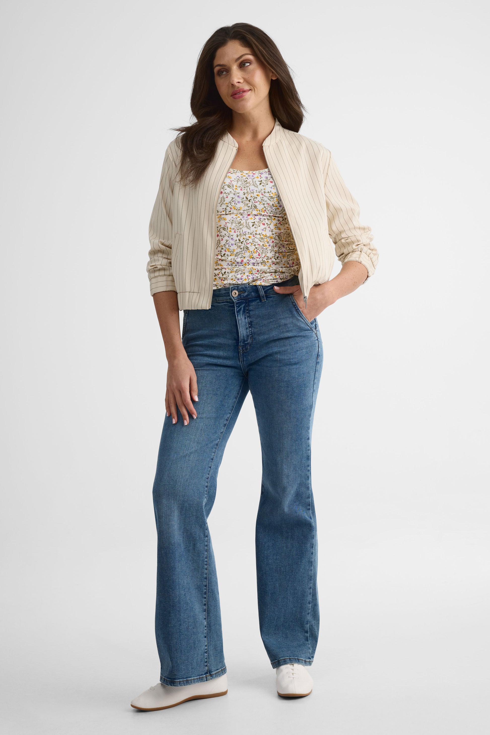 Camisole ajustée en jersey stretch – Femme && BLANC CASSÉ/MULTI