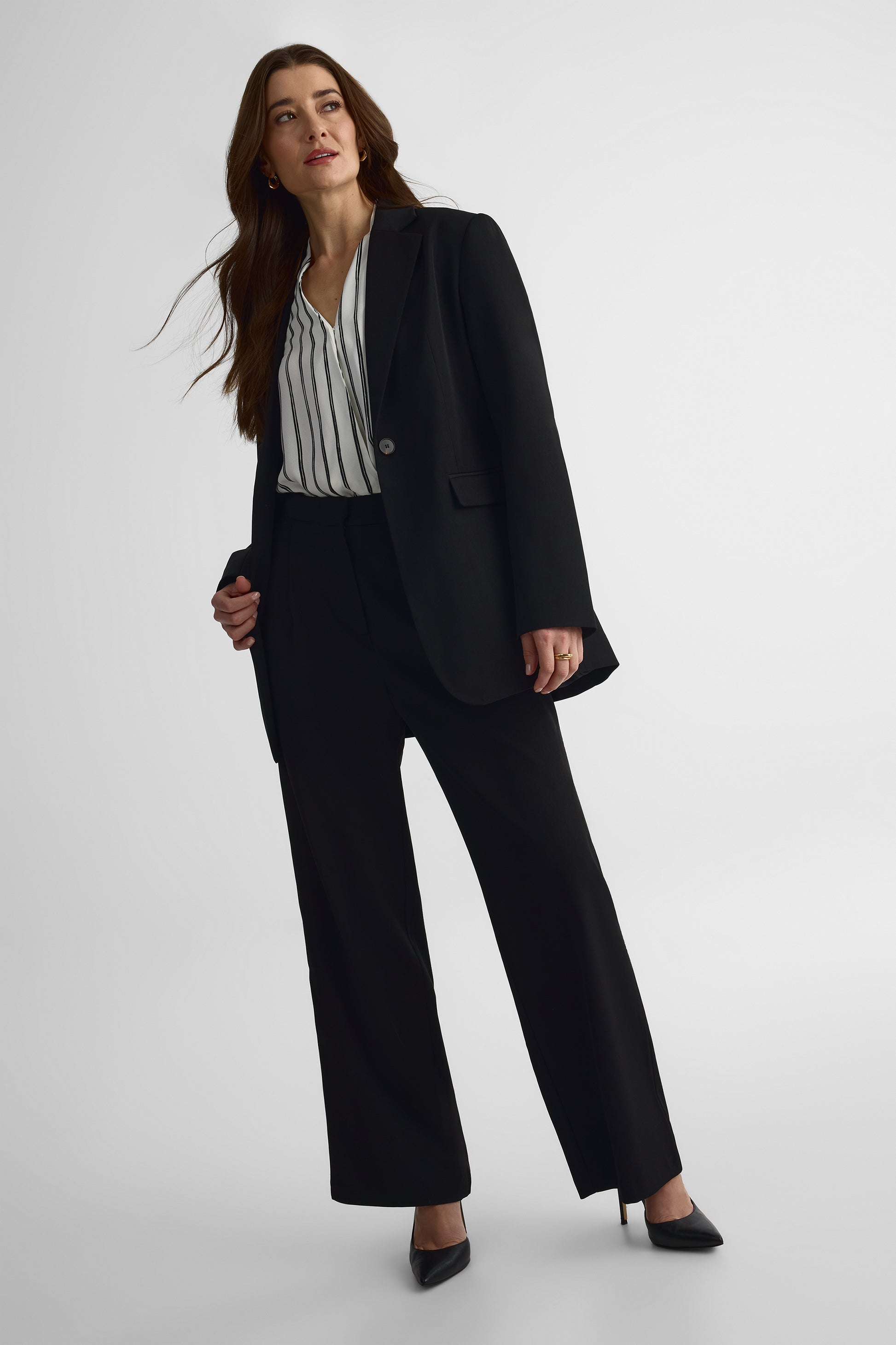 Pantalon jambe droite taille haute - Femme && NOIR