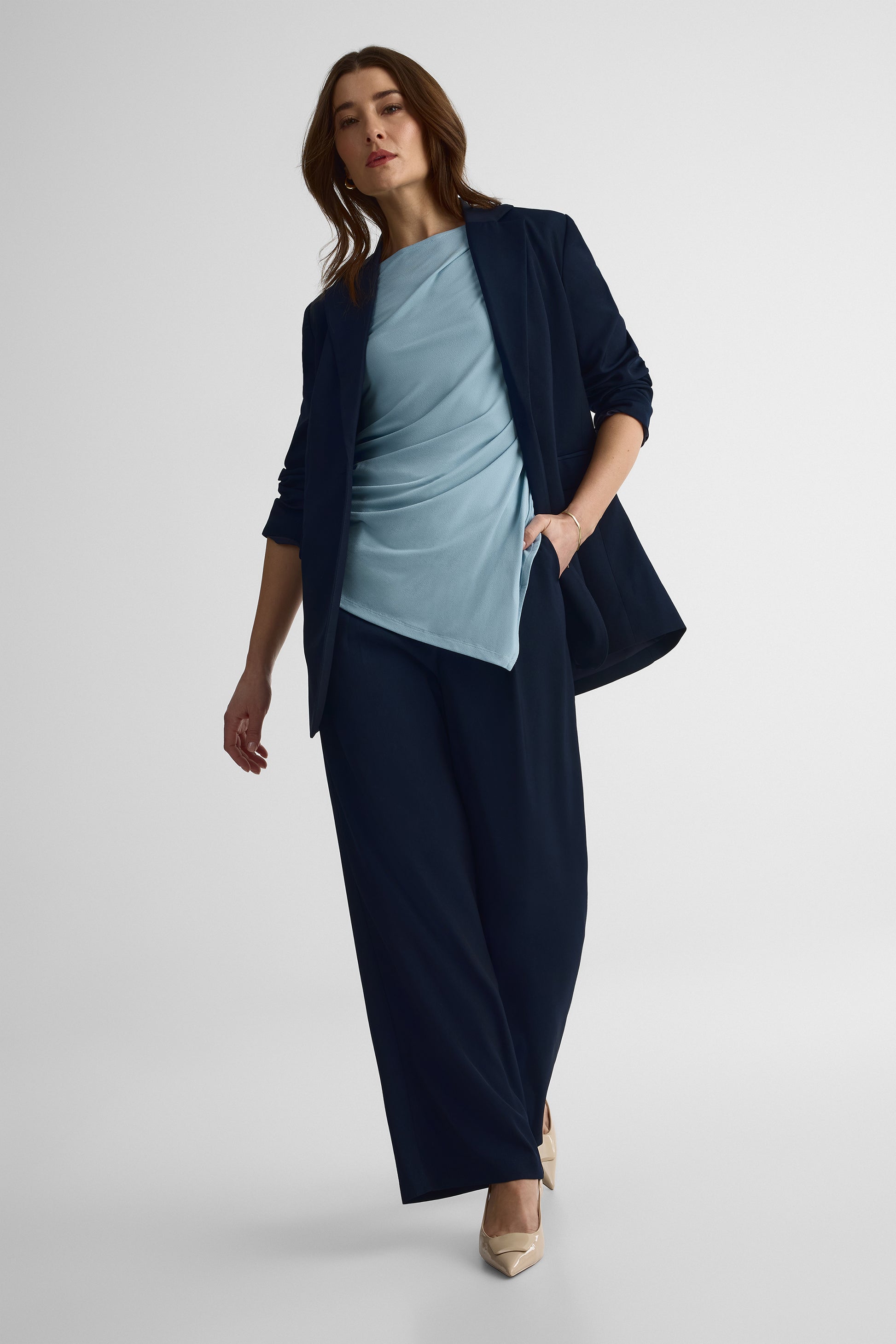 Pantalon jambe droite taille haute - Femme && MARIN