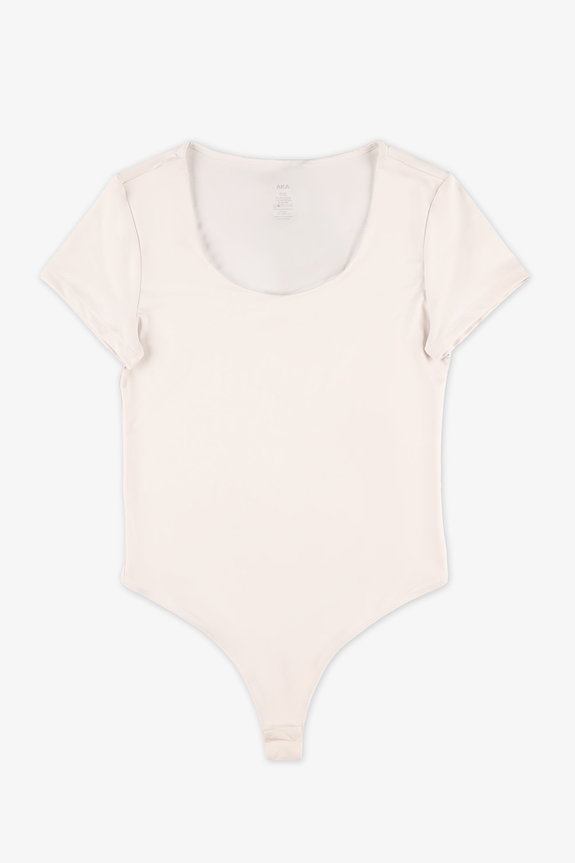 Bodysuit col rond ajusté – Femme && BLANC CASSÉ