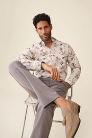 Chemise à manches longues ajustée - Homme && BLANC MULTI