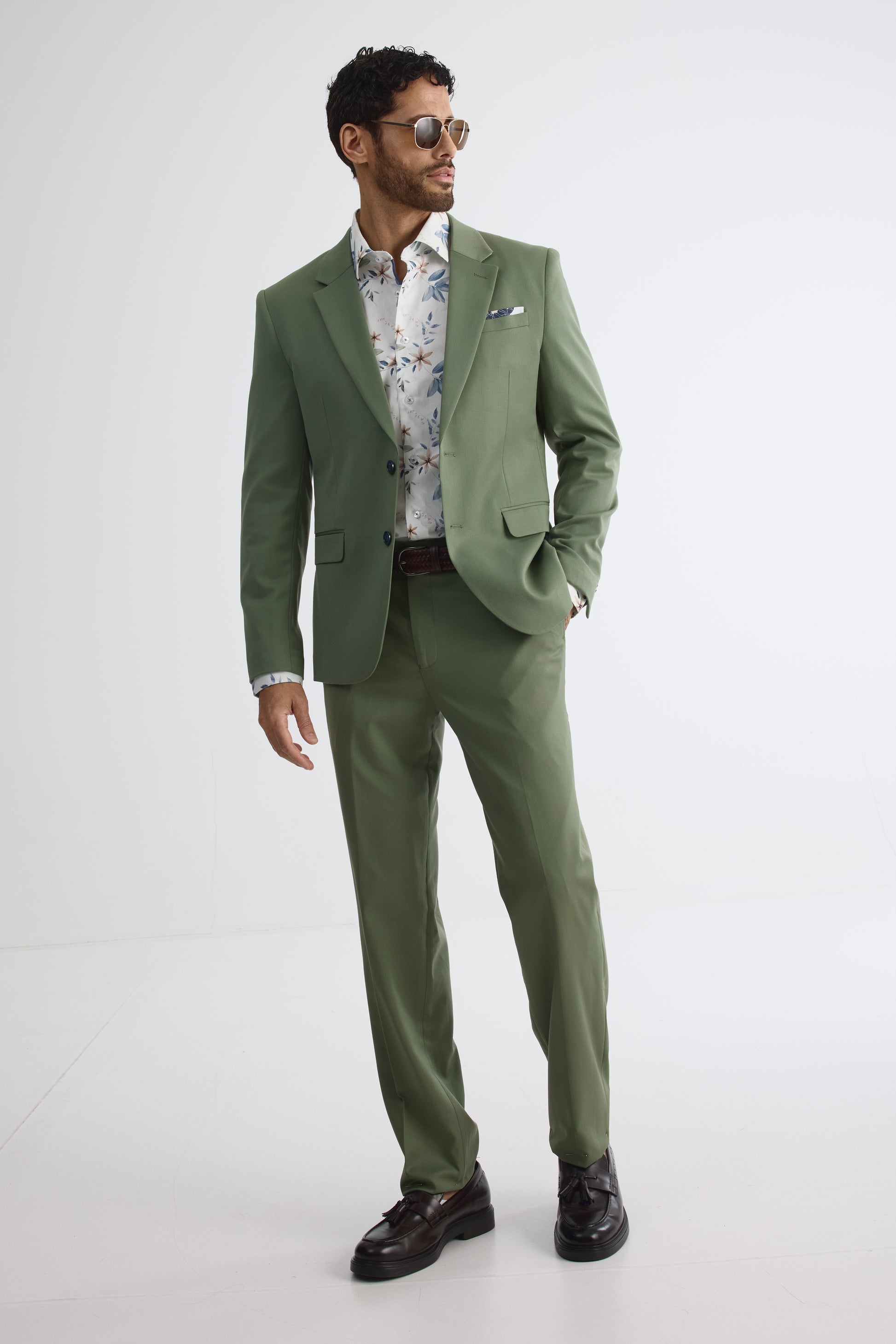Chemise à manches longues ajustée - Homme && BLANC MULTI
