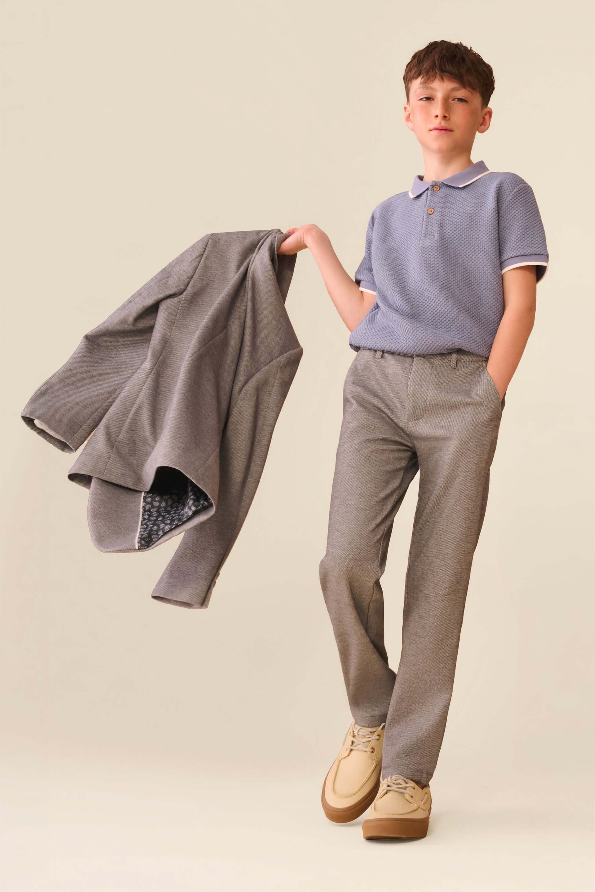 Pantalon uni stretch à poches - Ado garçon && GRIS