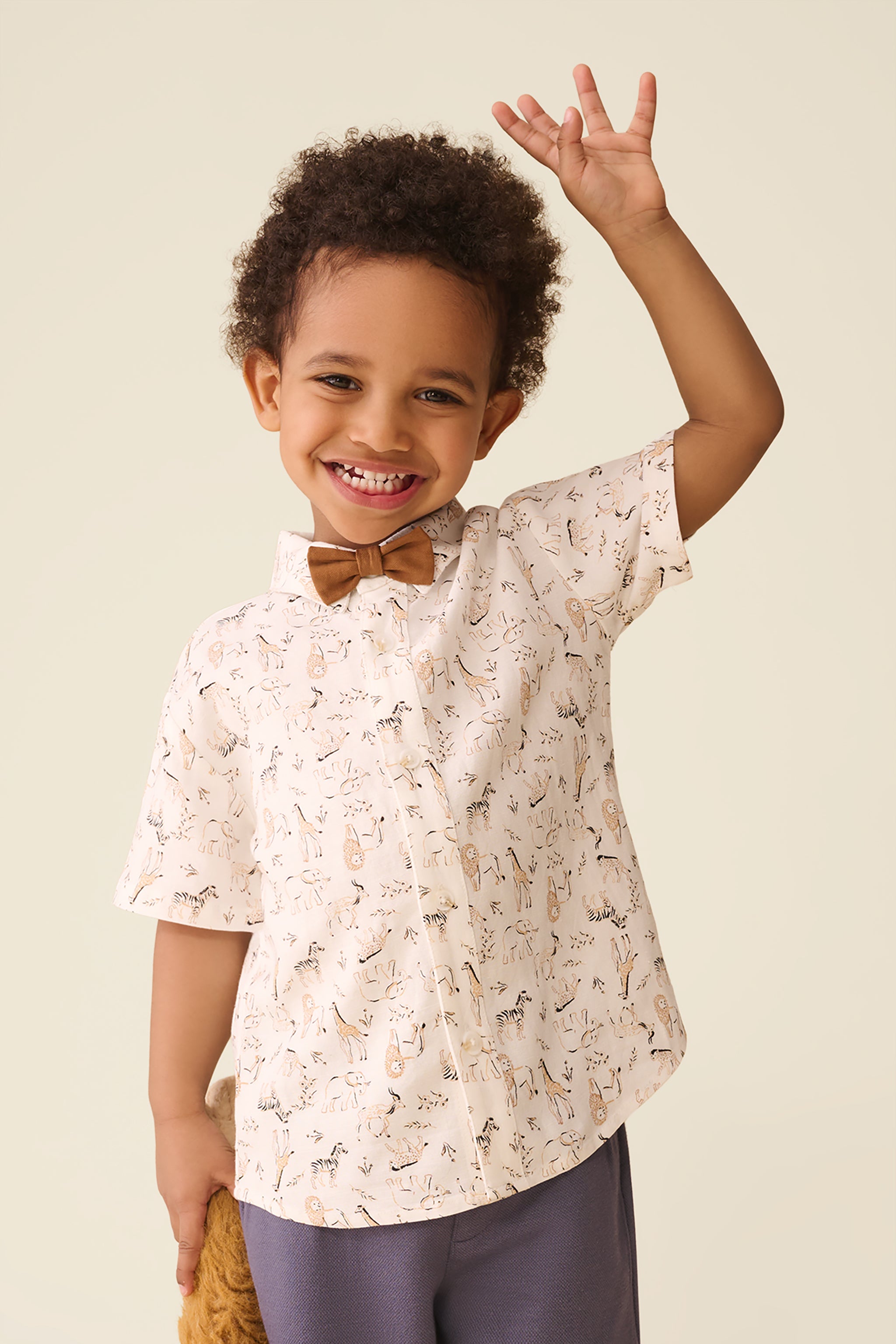 Chemise à manches courtes avec nœud papillon - Bébé garçon && BLANC MULTI