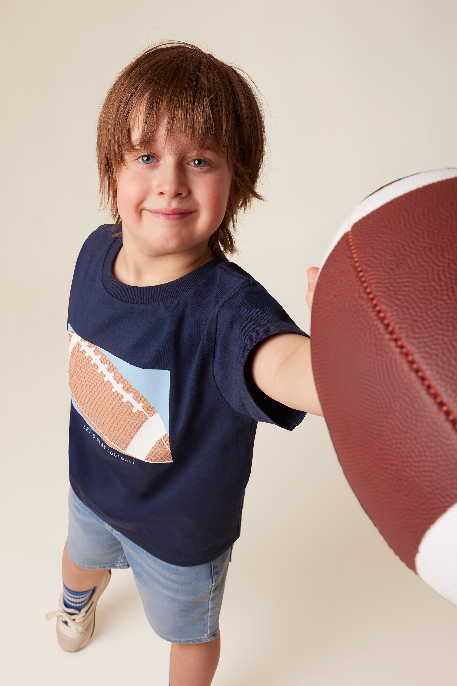 T-shirt à manches courtes col rond - Enfant garçon && MARIN