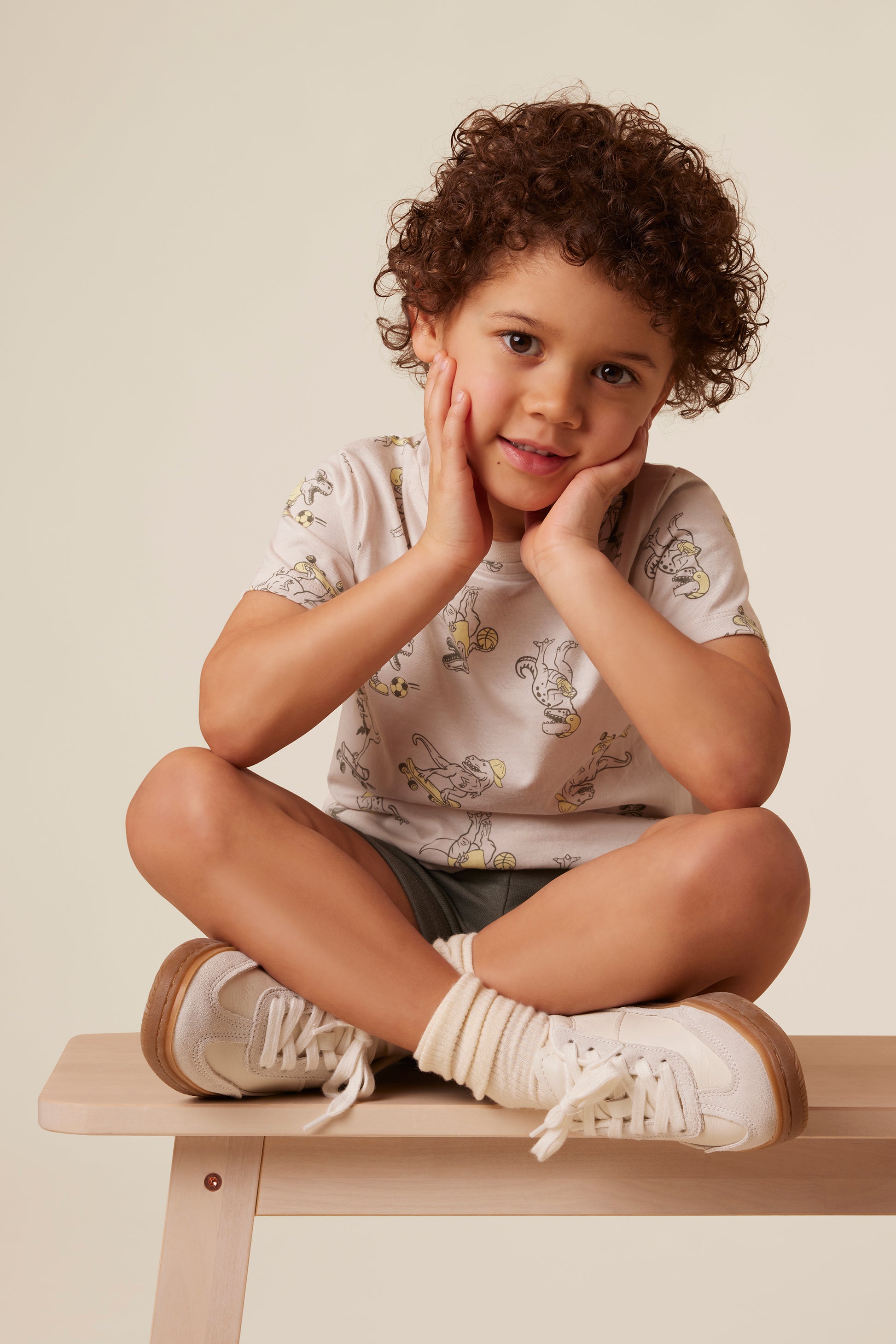 T-shirt à manches courtes - Enfant garçon && BEIGE/MULTI