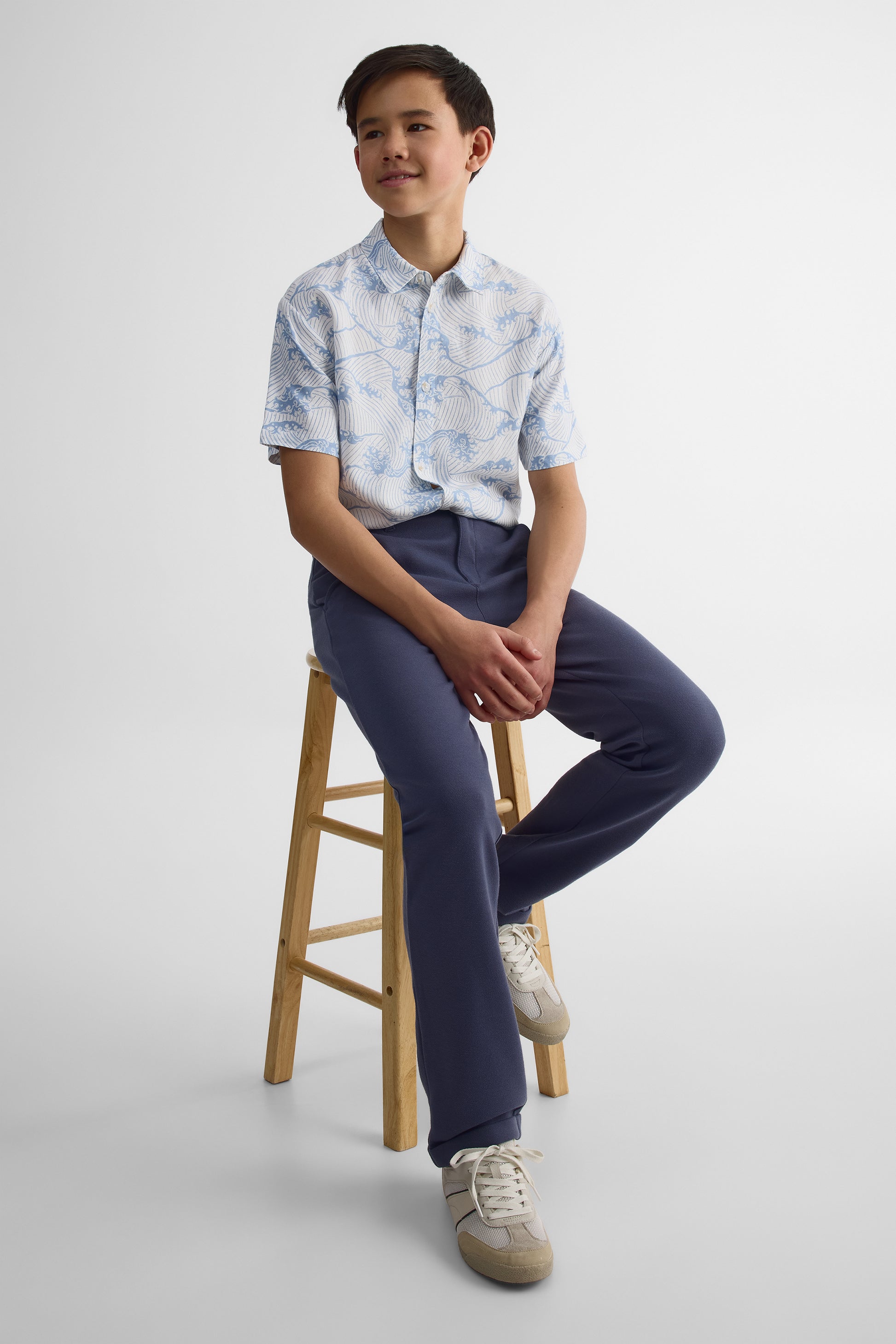 Chemise à manches courtes imprimée - Ado garçon && BLANC MULTI