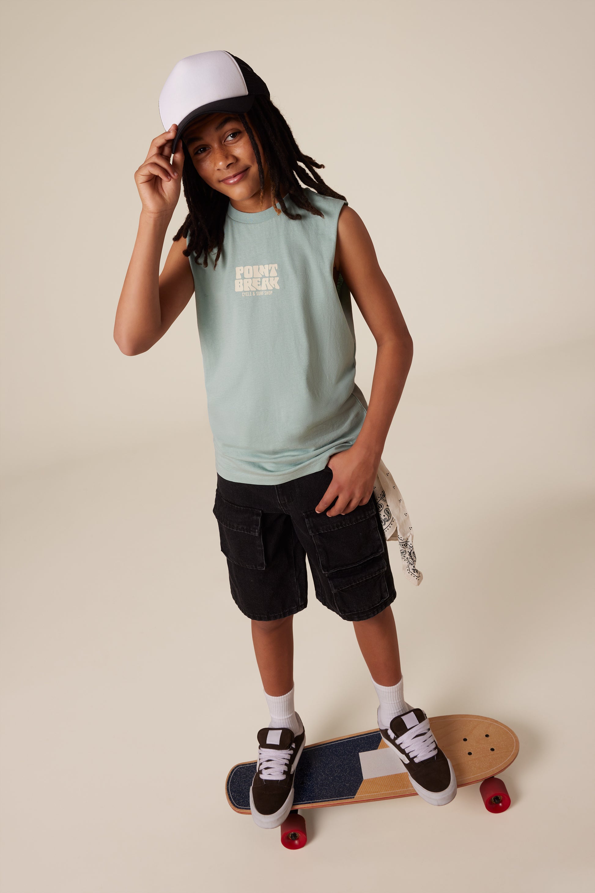 Camisole col rond imprimée - Ado garçon && BLEU