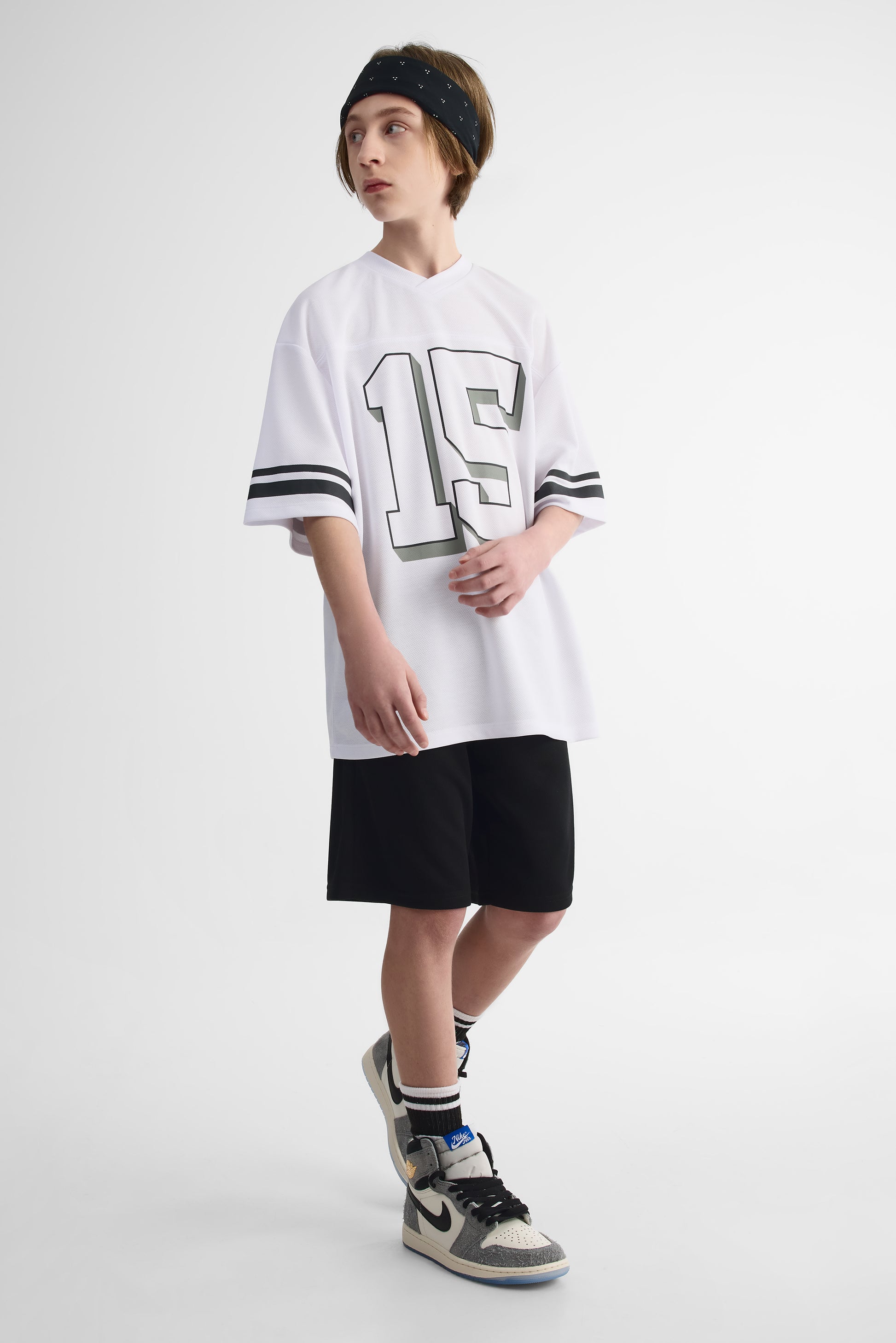 T-shirt col V oversize - Ado garçon && BLANC
