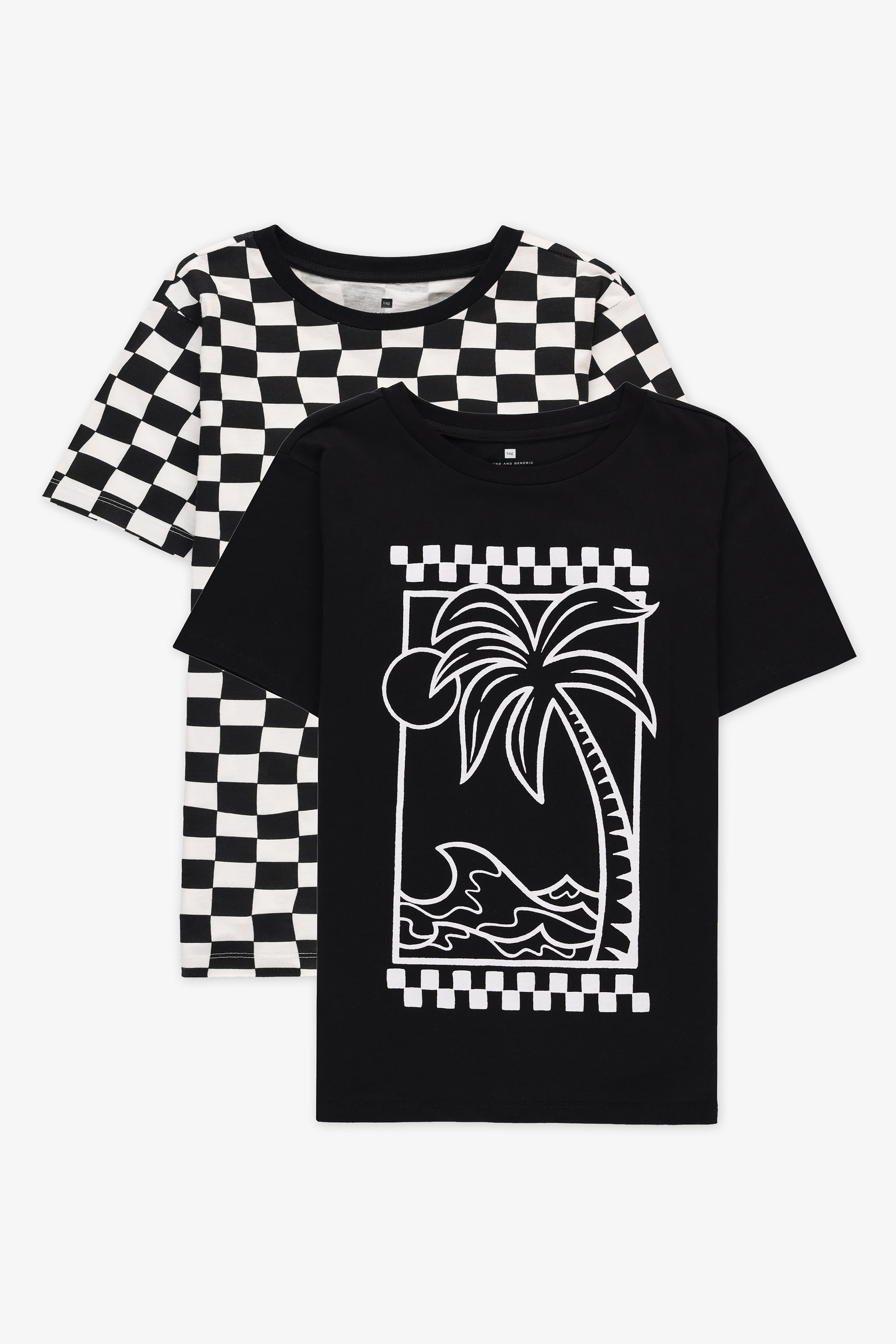 Lot de 2 T-shirts col rond - Ado garçon && NOIR