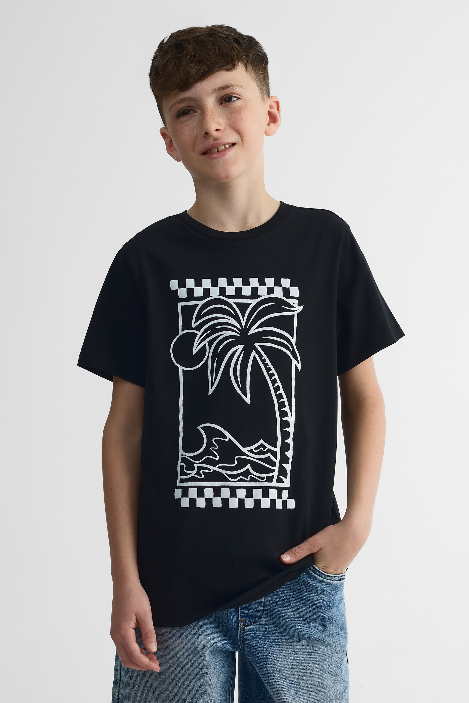Lot de 2 T-shirts col rond - Ado garçon && NOIR
