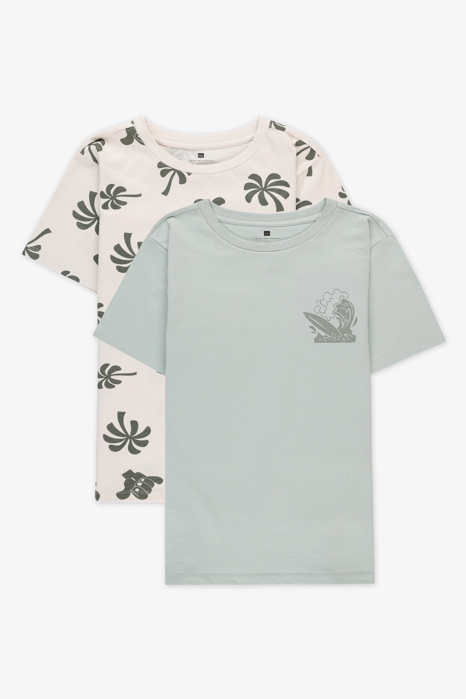 Lot de 2 T-shirts col rond - Ado garçon && VERT