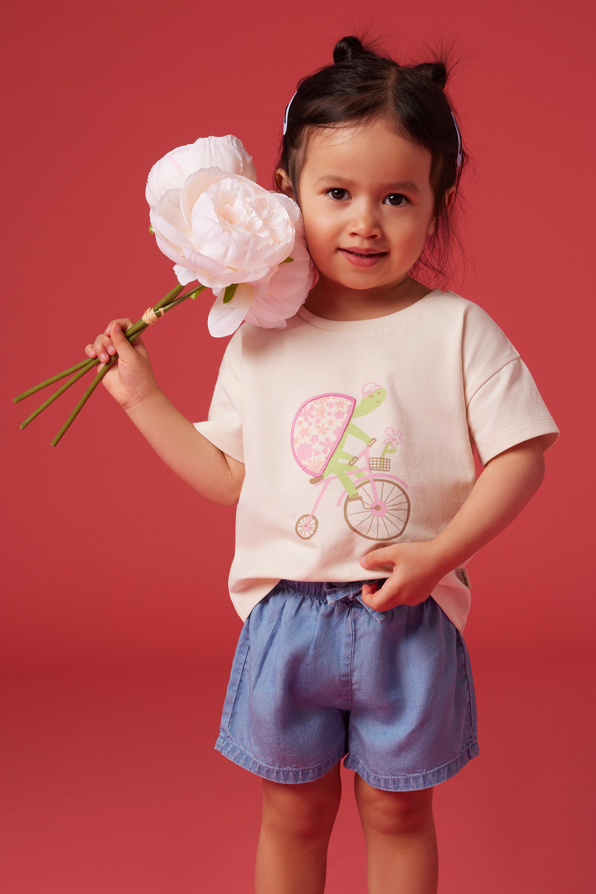 T-shirt à manches courtes en coton - Bébé fille && BLANC CASSÉ