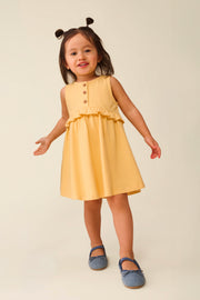 Robe à pois avec fronces - Bébé fille && JAUNE
