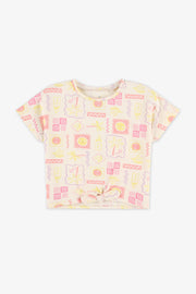 T-shirt noué à imprimé - Bébé fille && BLANC CASSÉ/MULTI
