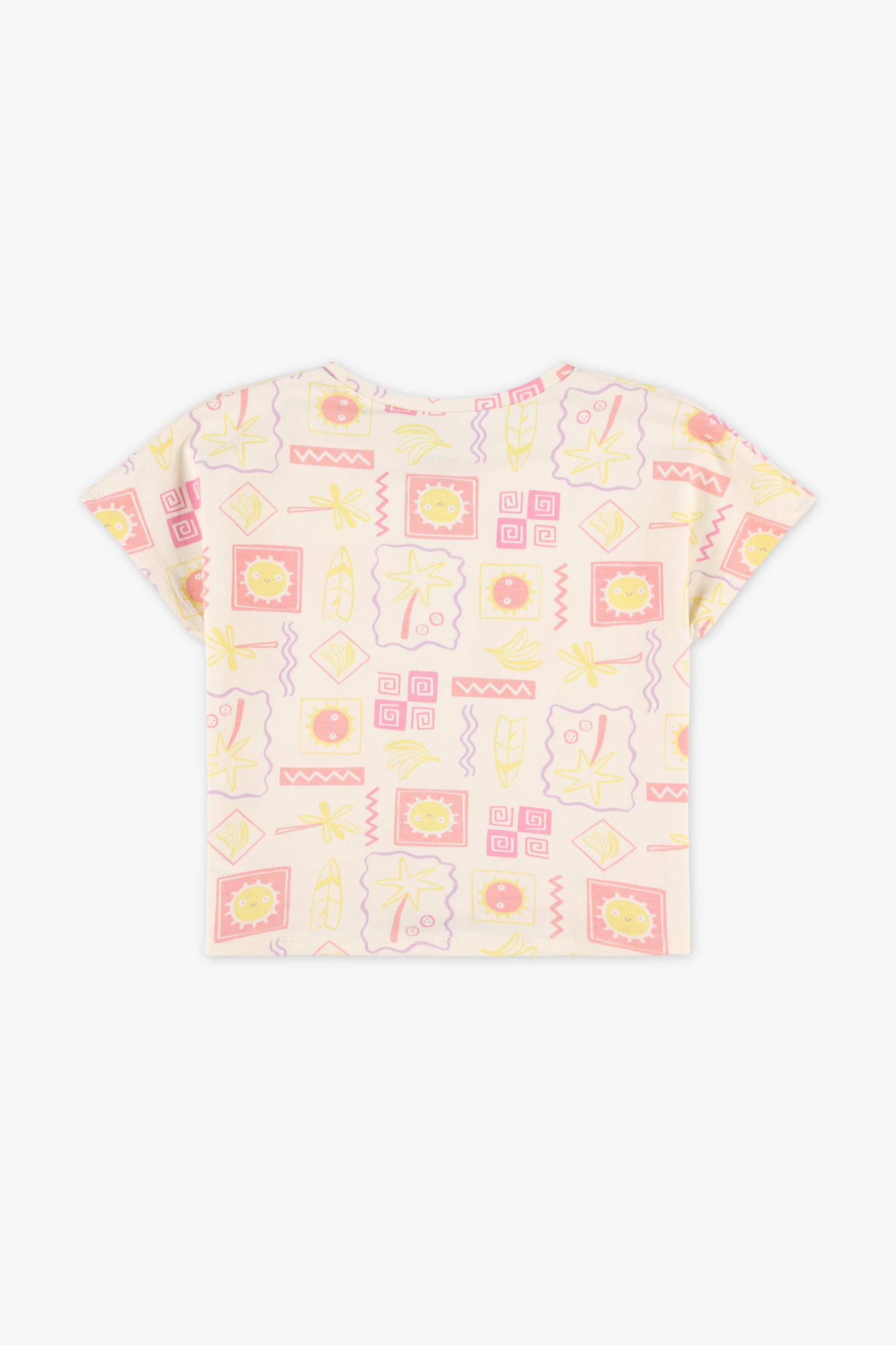 T-shirt imprimé coton peigné - Bébé fille 2T-3T && BLANC CASSÉ/MULTI
