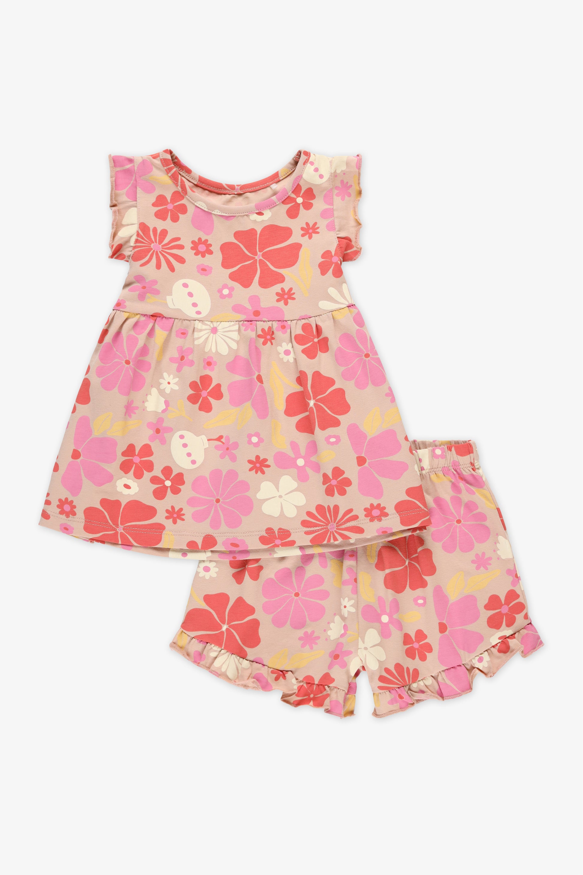 Ensemble camisole volantée et short - Bébé fille && ROSE MULTI
