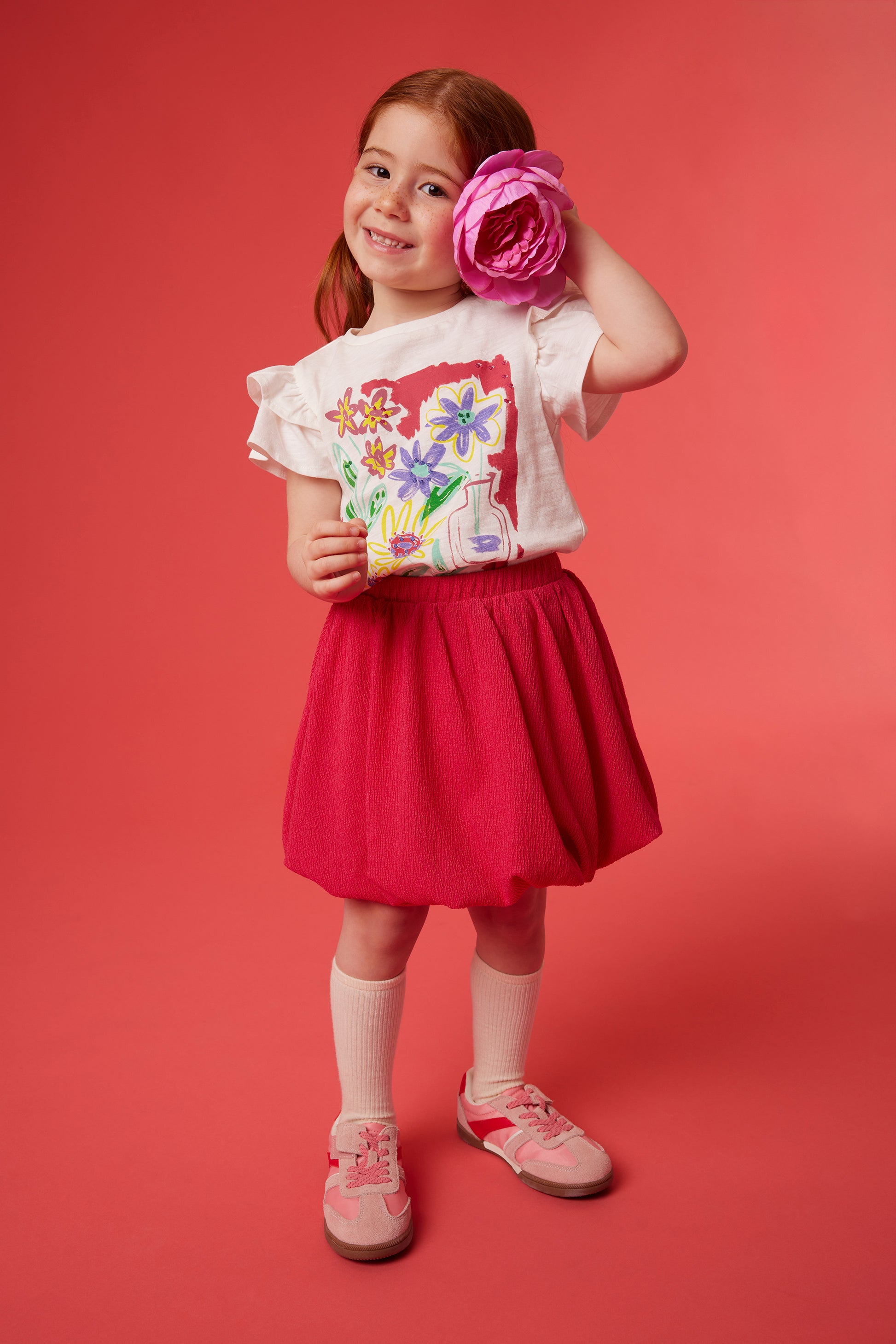 Jupe courte en crinkle - Enfant fille && ROSE FUCHSIA