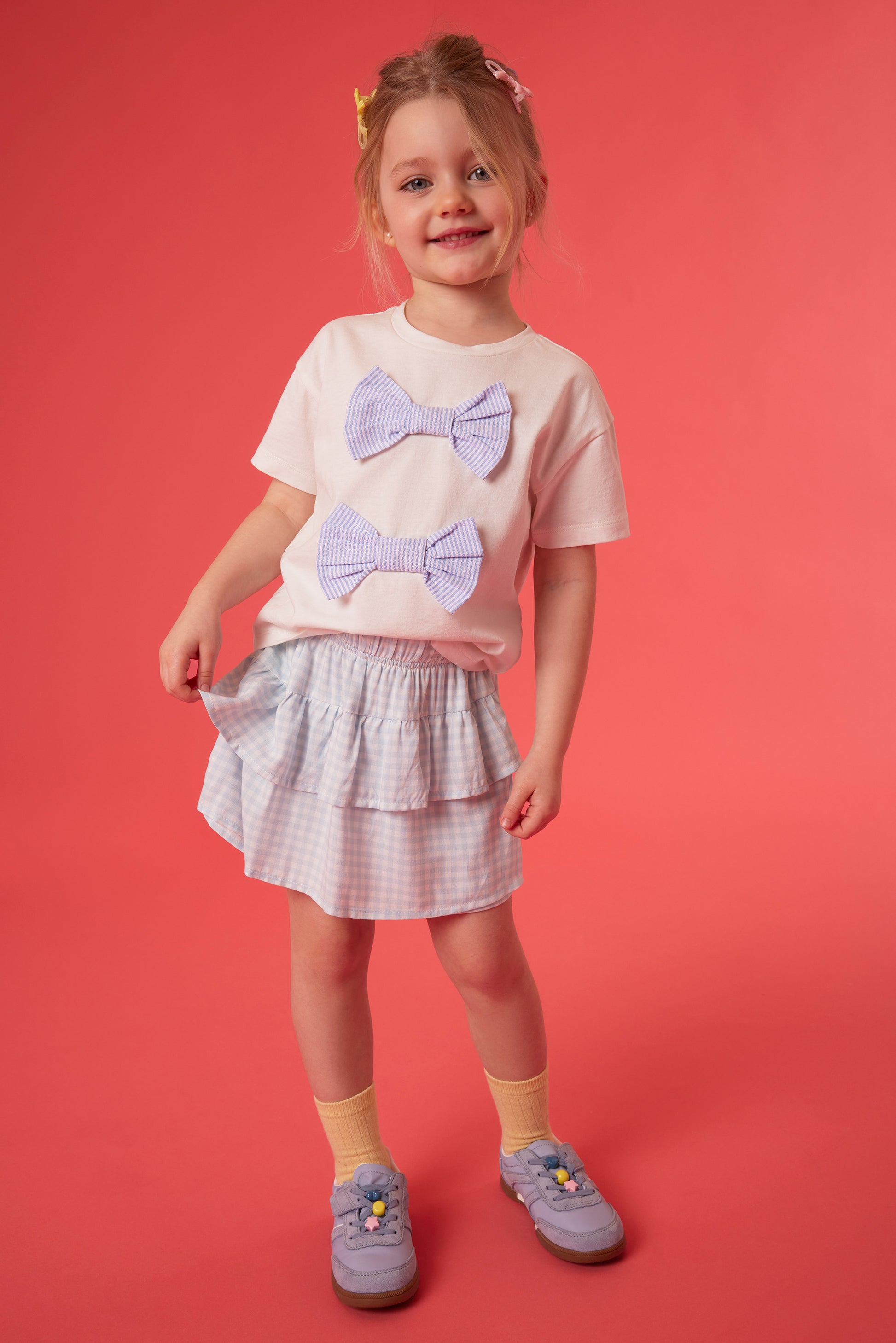 Jupe-short à volants - Enfant fille && BLEU MULTI