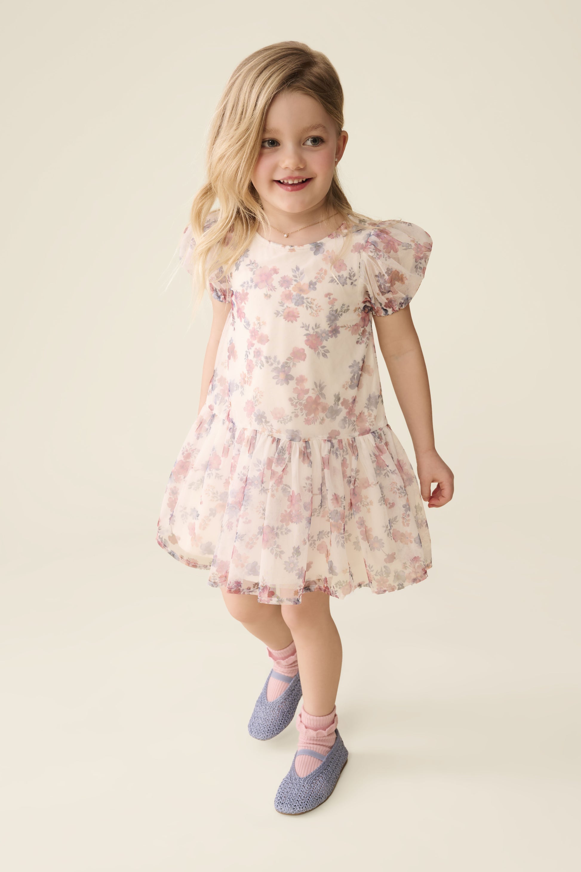 Robe à volants en tulle - Enfant fille && BLANC CASSÉ/MULTI
