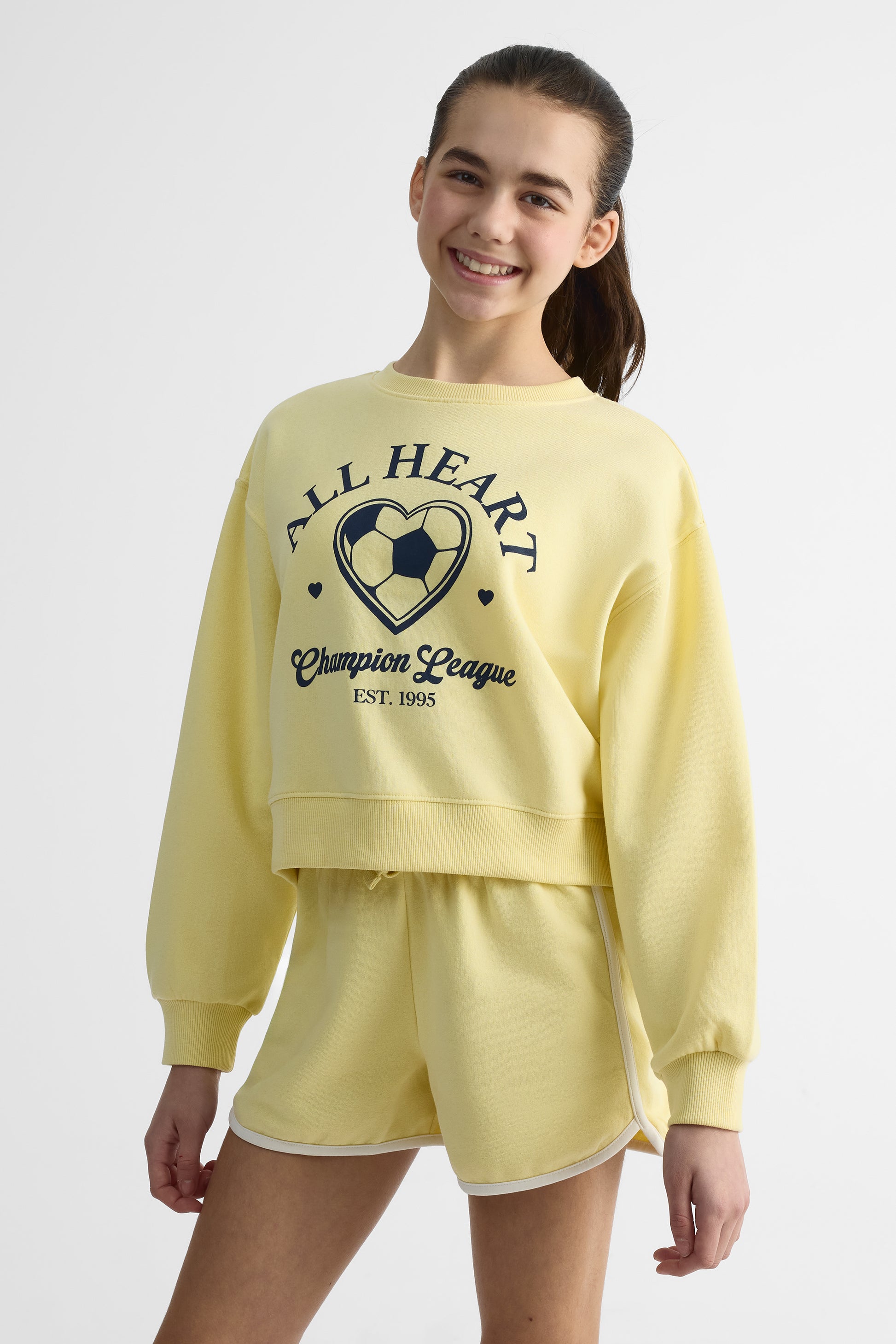 Chandail ouaté graphique - Ado fille && JAUNE
