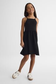 Robe courte à fines bretelles - Ado fille && NOIR
