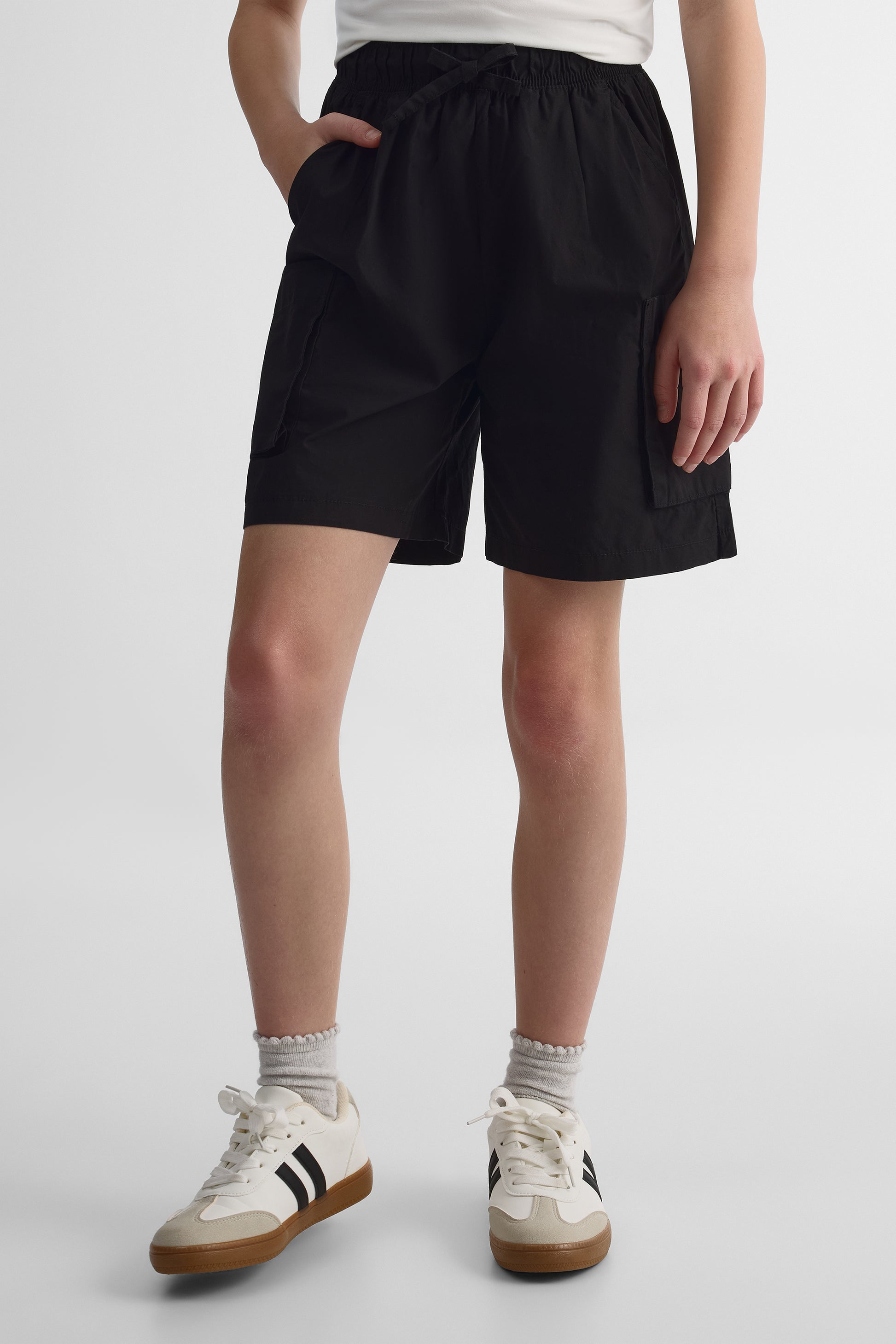 Short cargo en poplin - Ado fille && NOIR