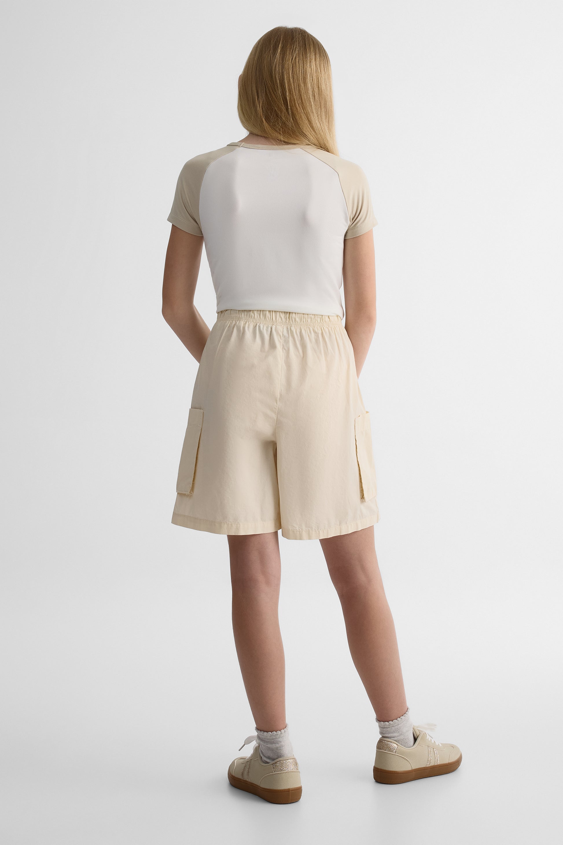 Short cargo en poplin - Ado fille && BEIGE