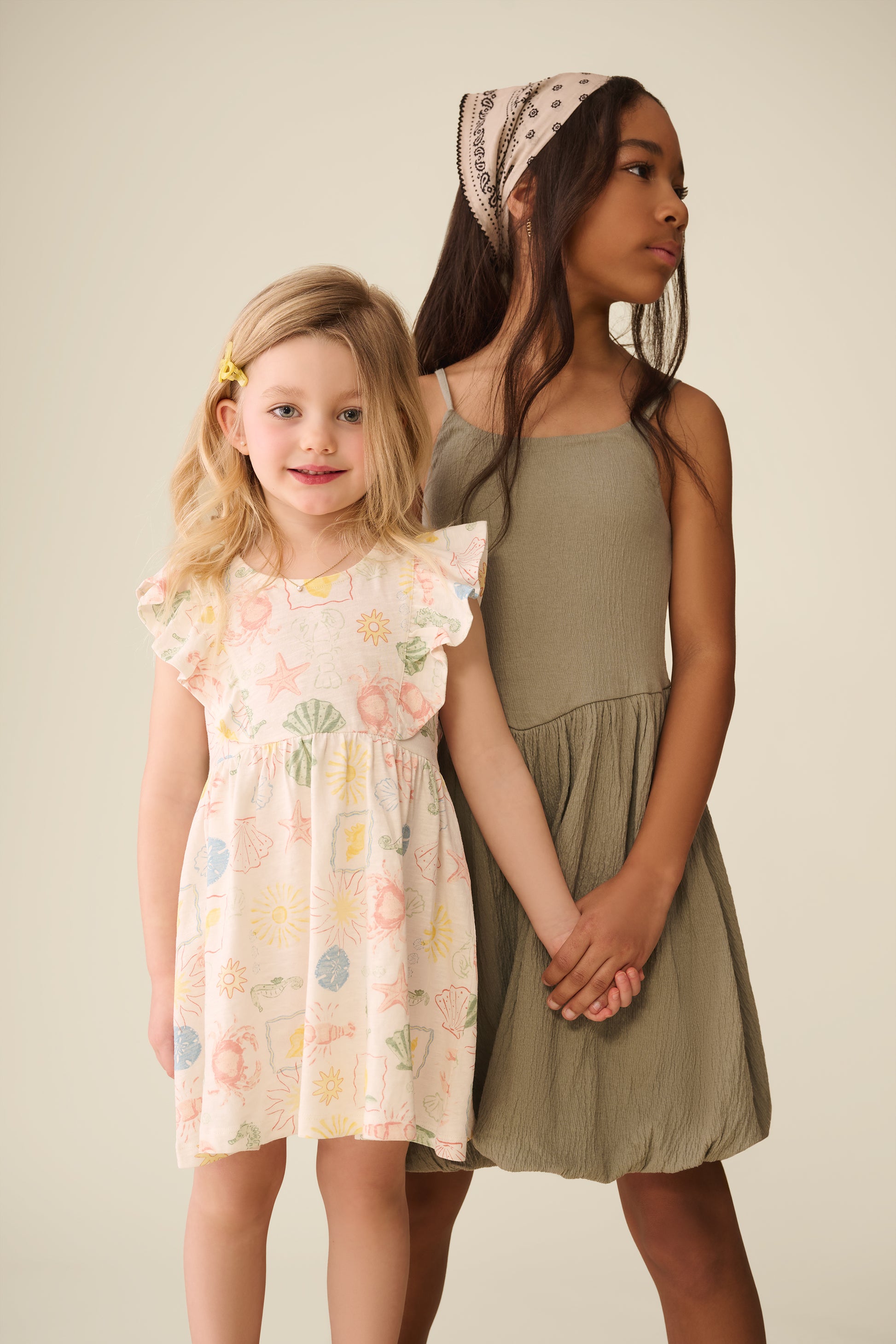 Robe ballon unie à fines bretelles - Ado fille && KAKI