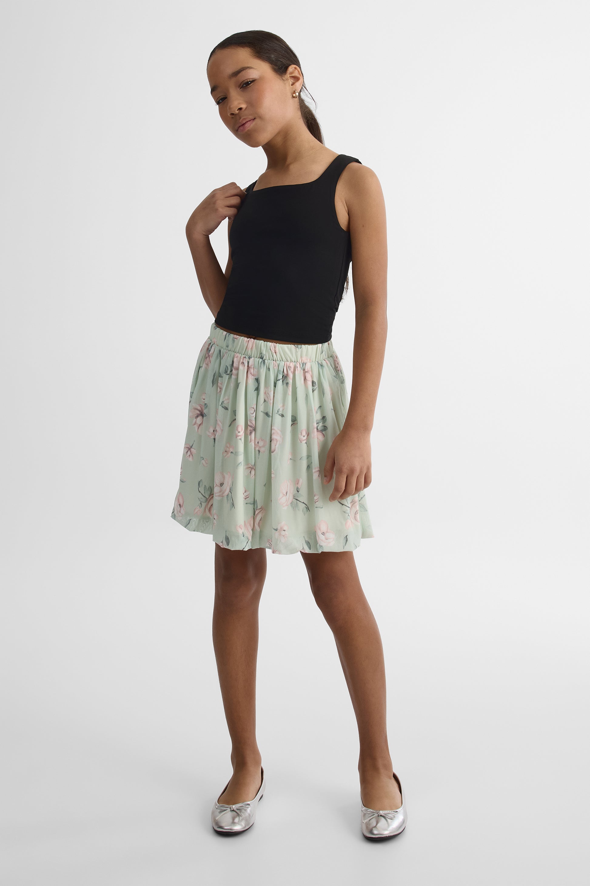 Jupe courte ballon unie - Ado fille && VERT PALE