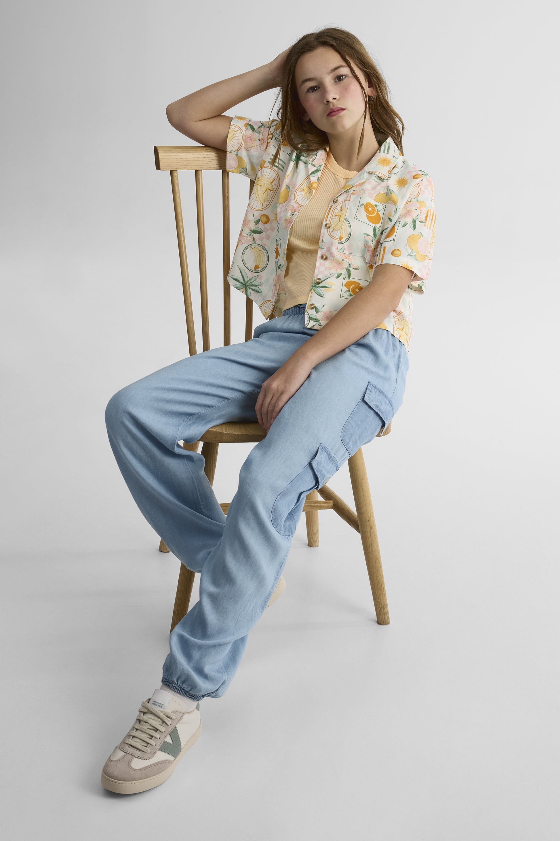 Pantalon jogger en lyocell - Ado fille && DENIM PALE
