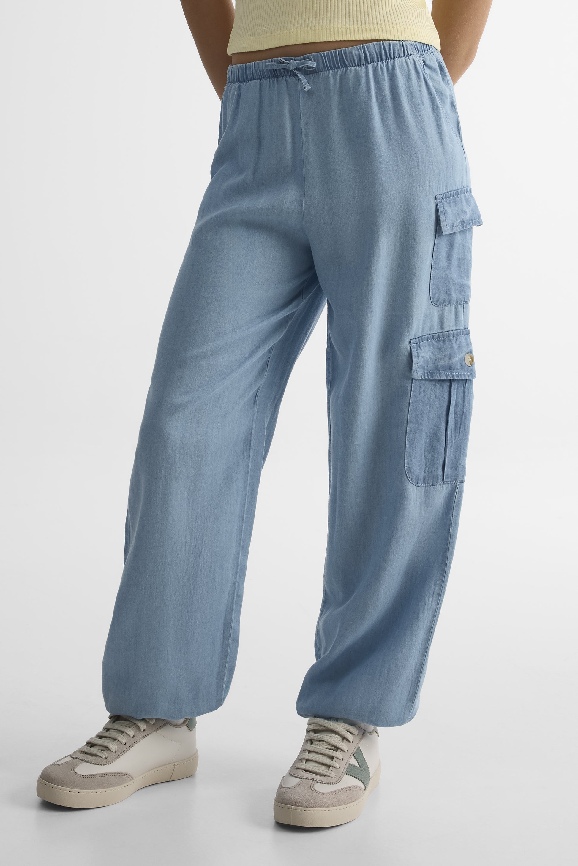 Pantalon jogger en lyocell - Ado fille && DENIM PALE
