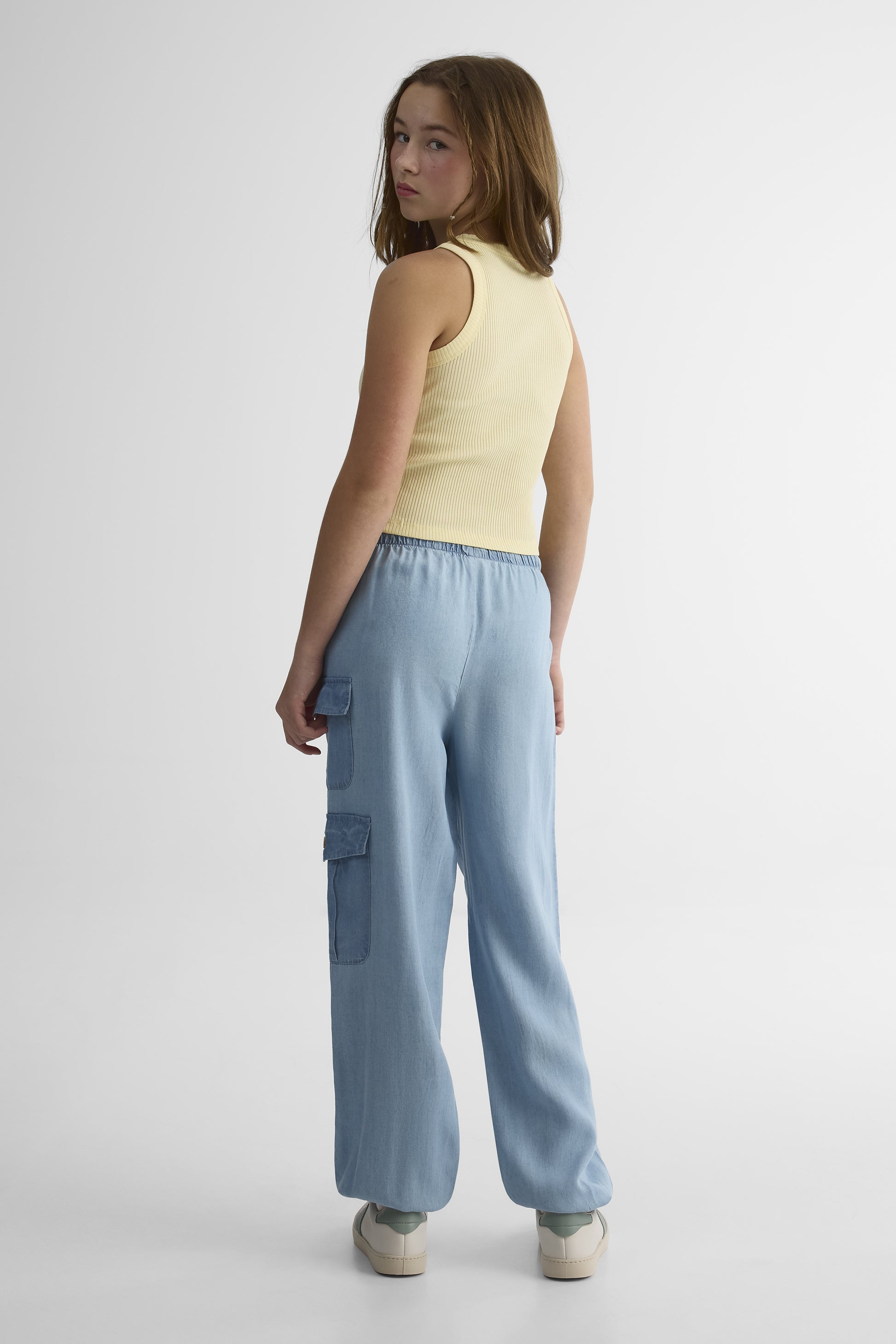 Pantalon jogger en lyocell - Ado fille && DENIM PALE
