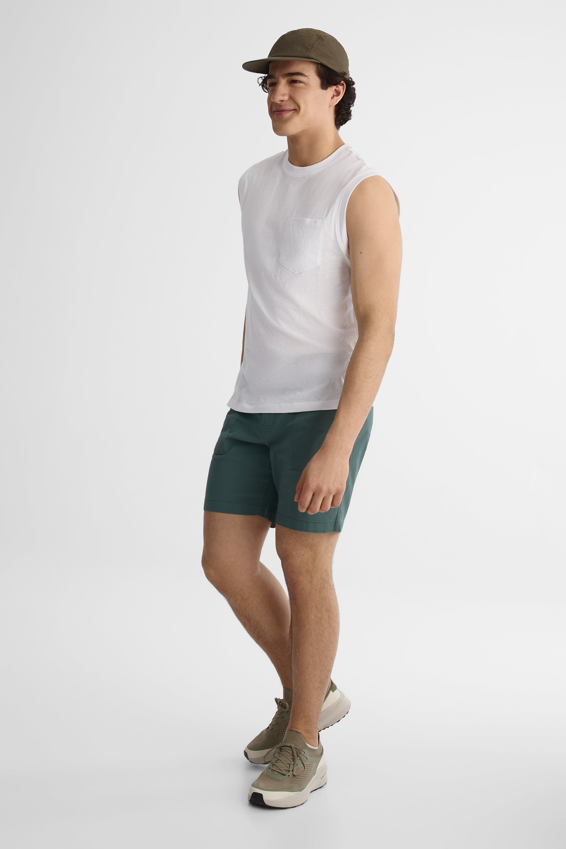 Short à poches en popeline - Homme && VERT