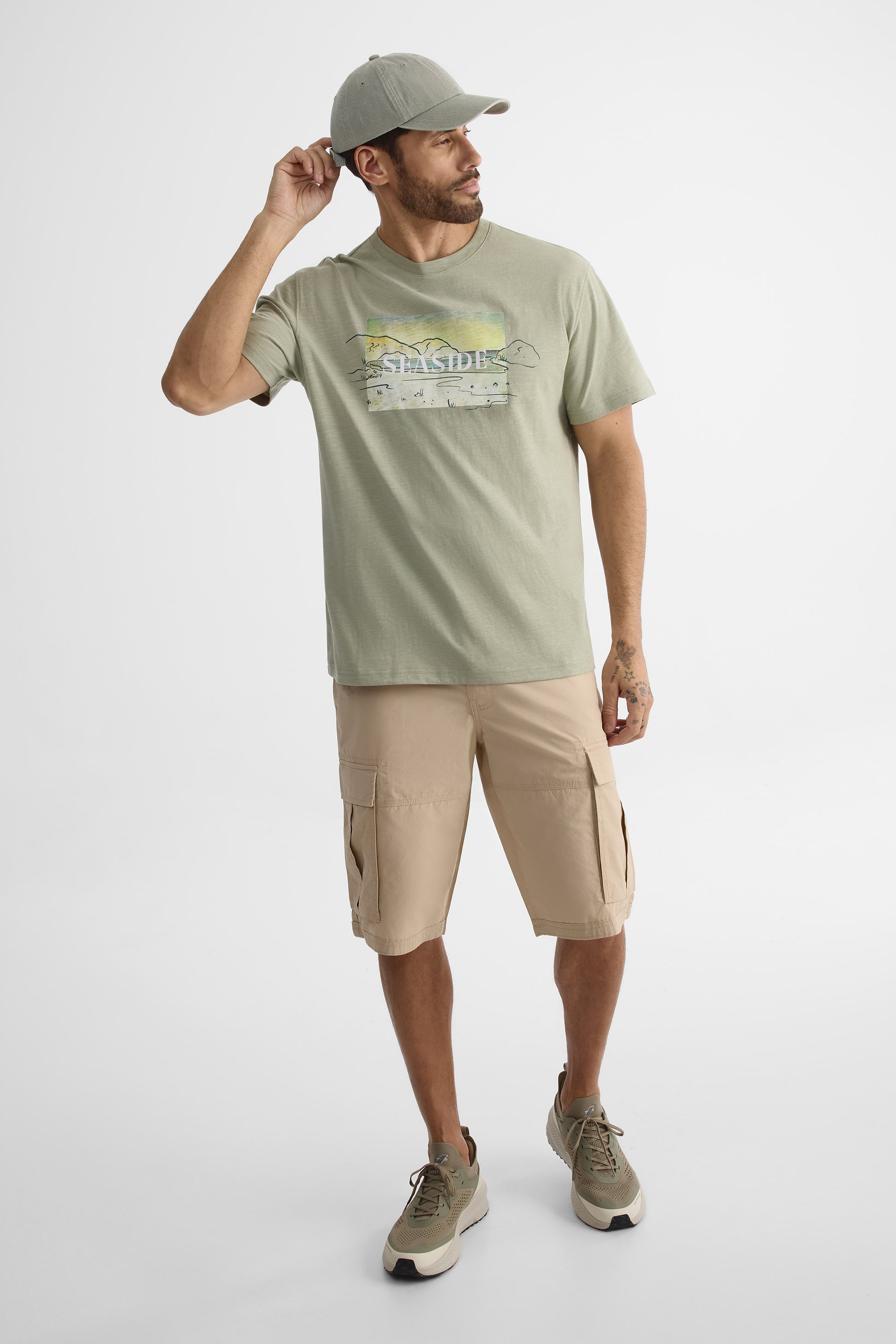 Bermuda cargo à poches - Homme && TAUPE