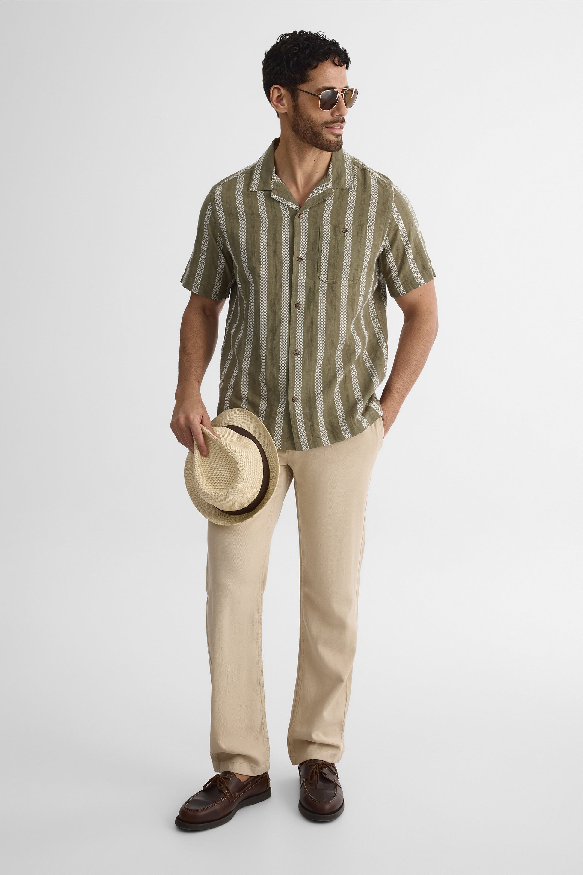 Pantalon coupe régulière en lyocell - Homme && BEIGE