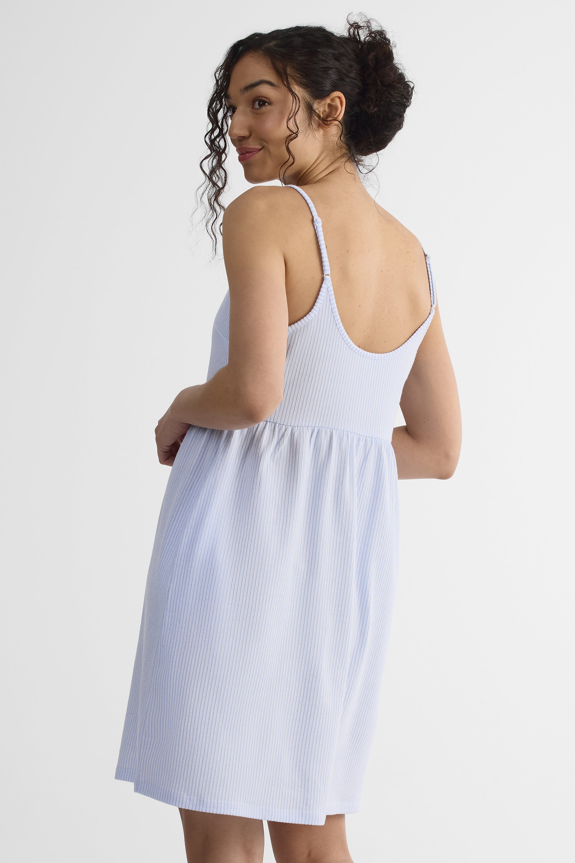 Robe rayée à bretelles fines - Femme && BLEU MULTI