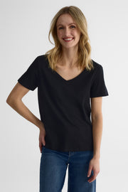 T-shirt col V léger - Femme && NOIR