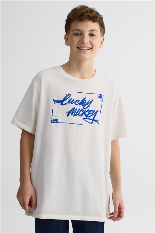 T-shirt imprimé Mickey Mouse © Disney - Ado garçon && BLANC CASSÉ