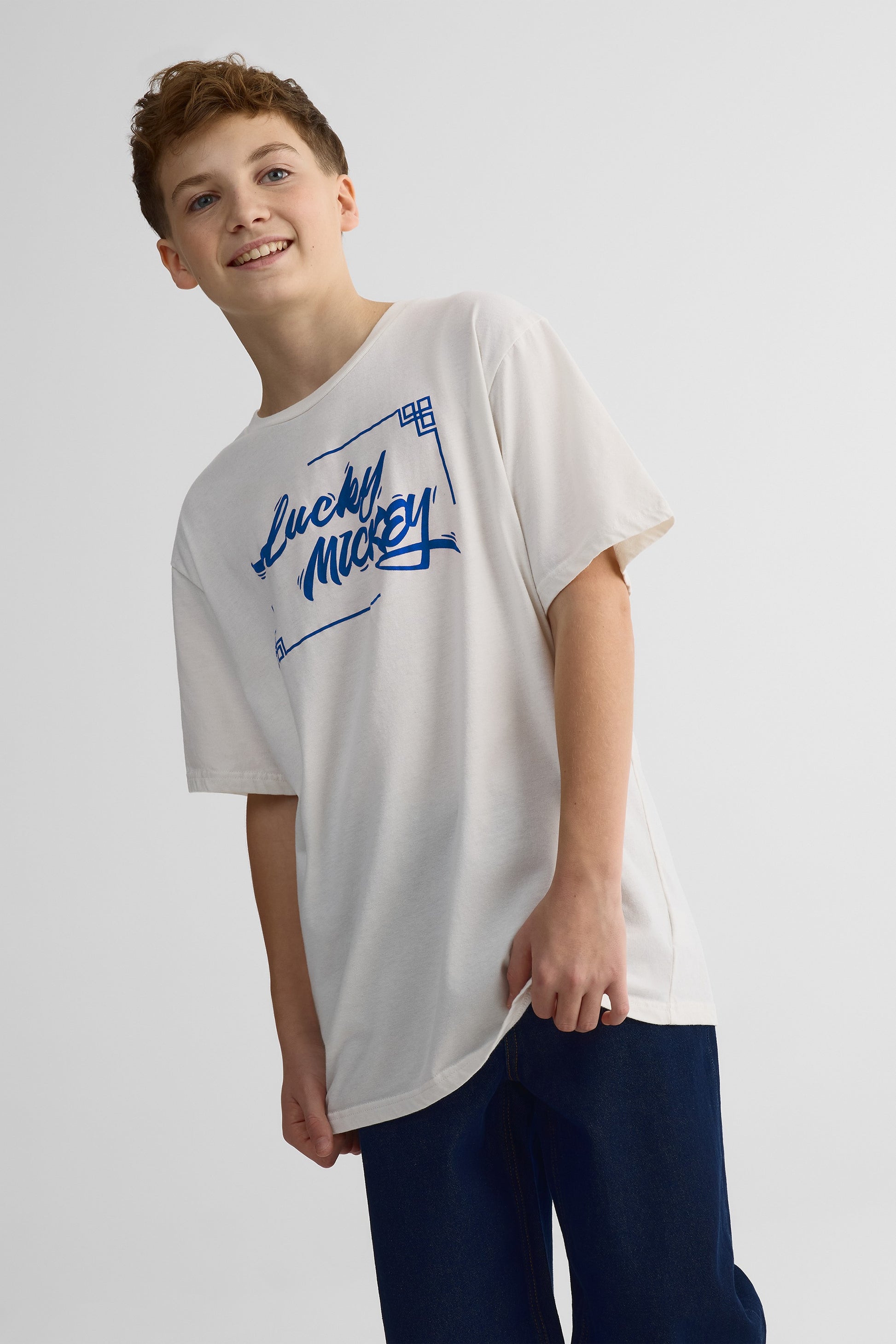 T-shirt imprimé Mickey Mouse © Disney - Ado garçon && BLANC CASSÉ