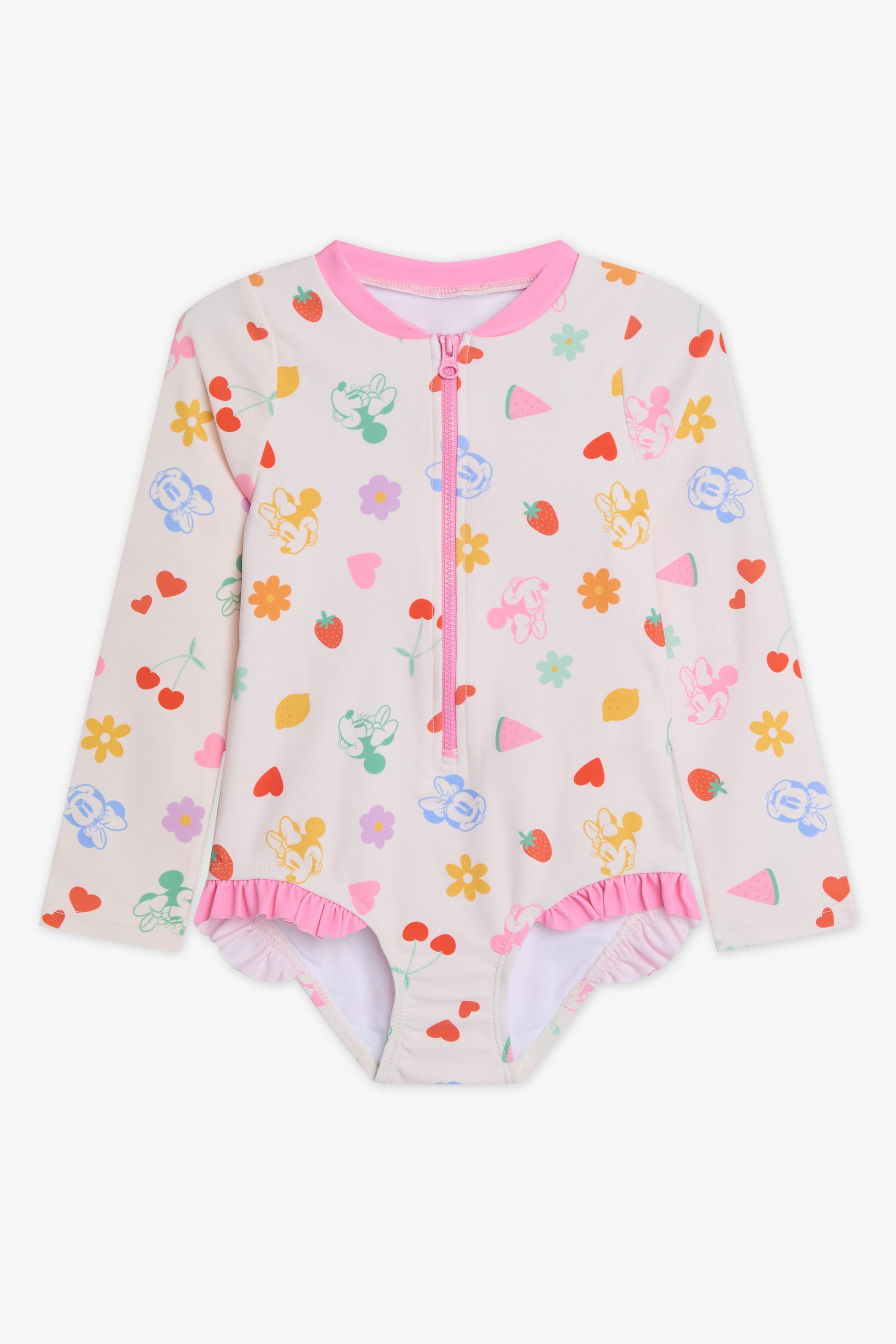 Combinaison Rashguard à manches longues Minnie Mouse © Disney - Bébé fille && ROSE MULTI