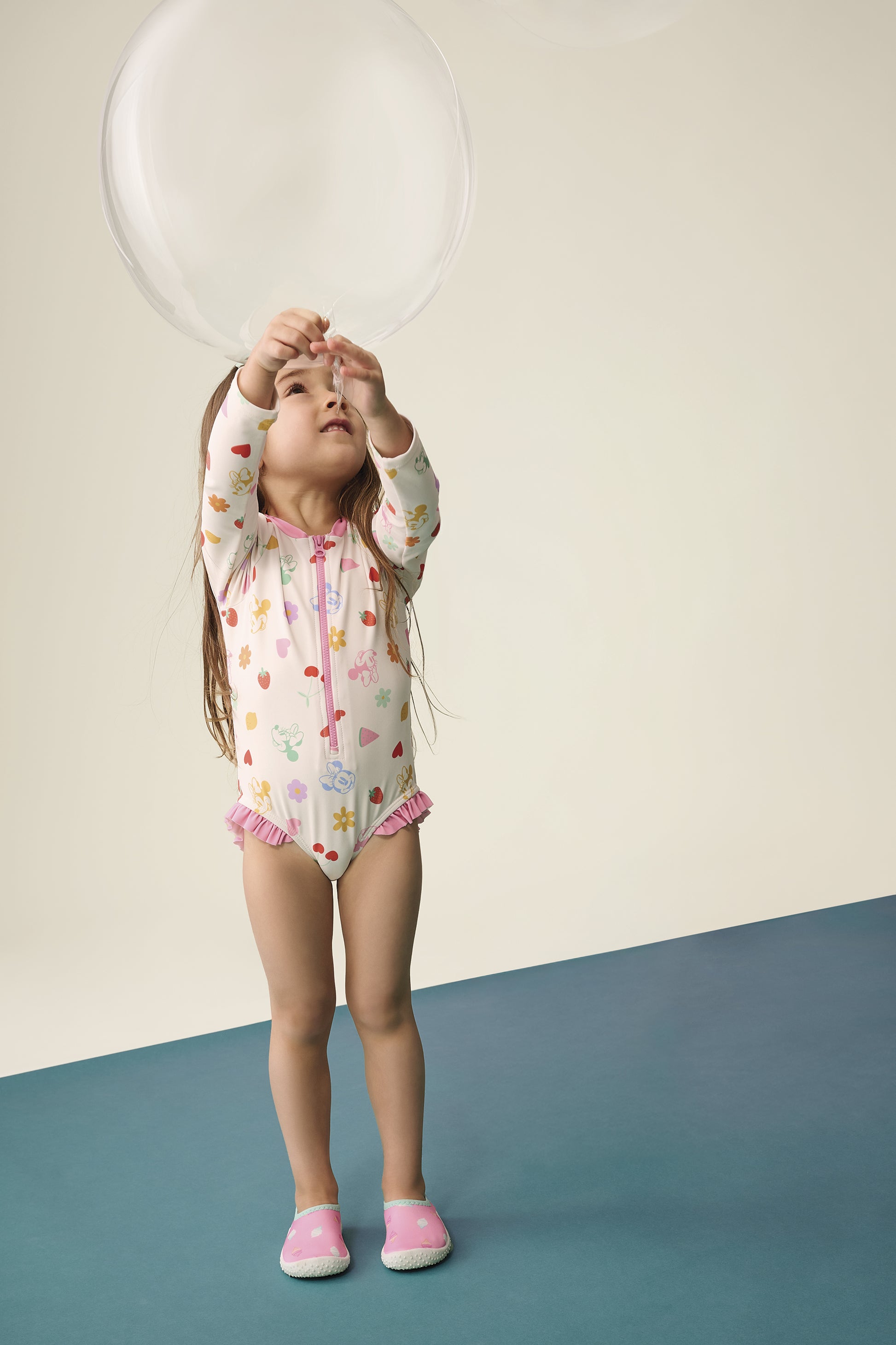Combinaison Rashguard à manches longues Minnie Mouse © Disney - Bébé fille && ROSE MULTI