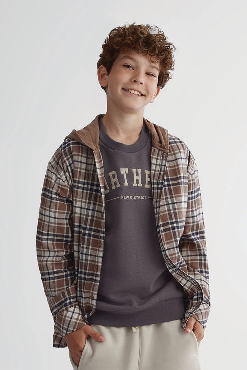 Chemise manches longues - Ado garçon && TAUPE MULTI
