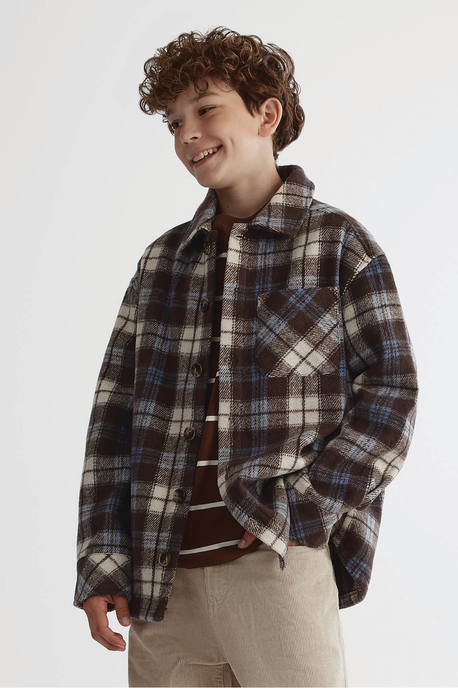Chemise manches longues - Ado garçon && BRUN/MULTI