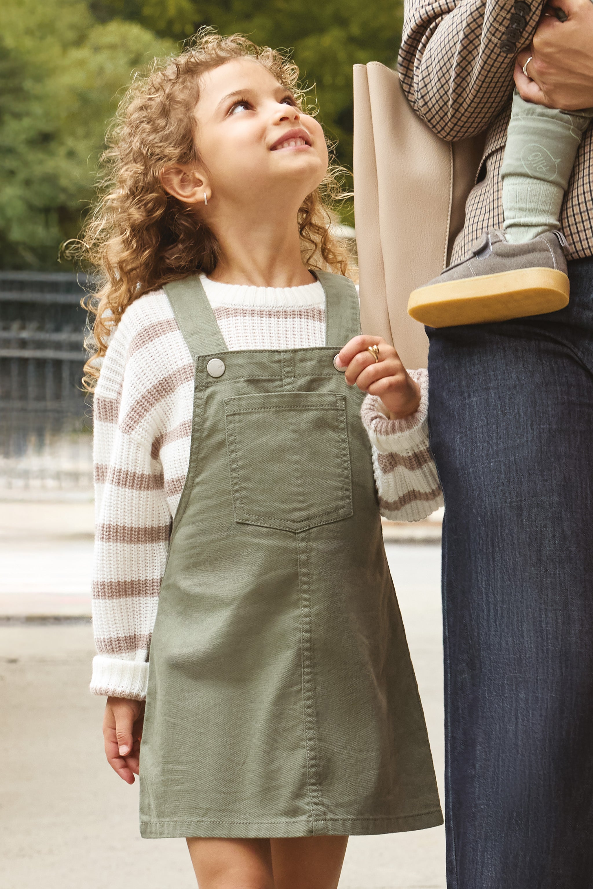 Robe salopette en denim - Enfant fille && KAKI