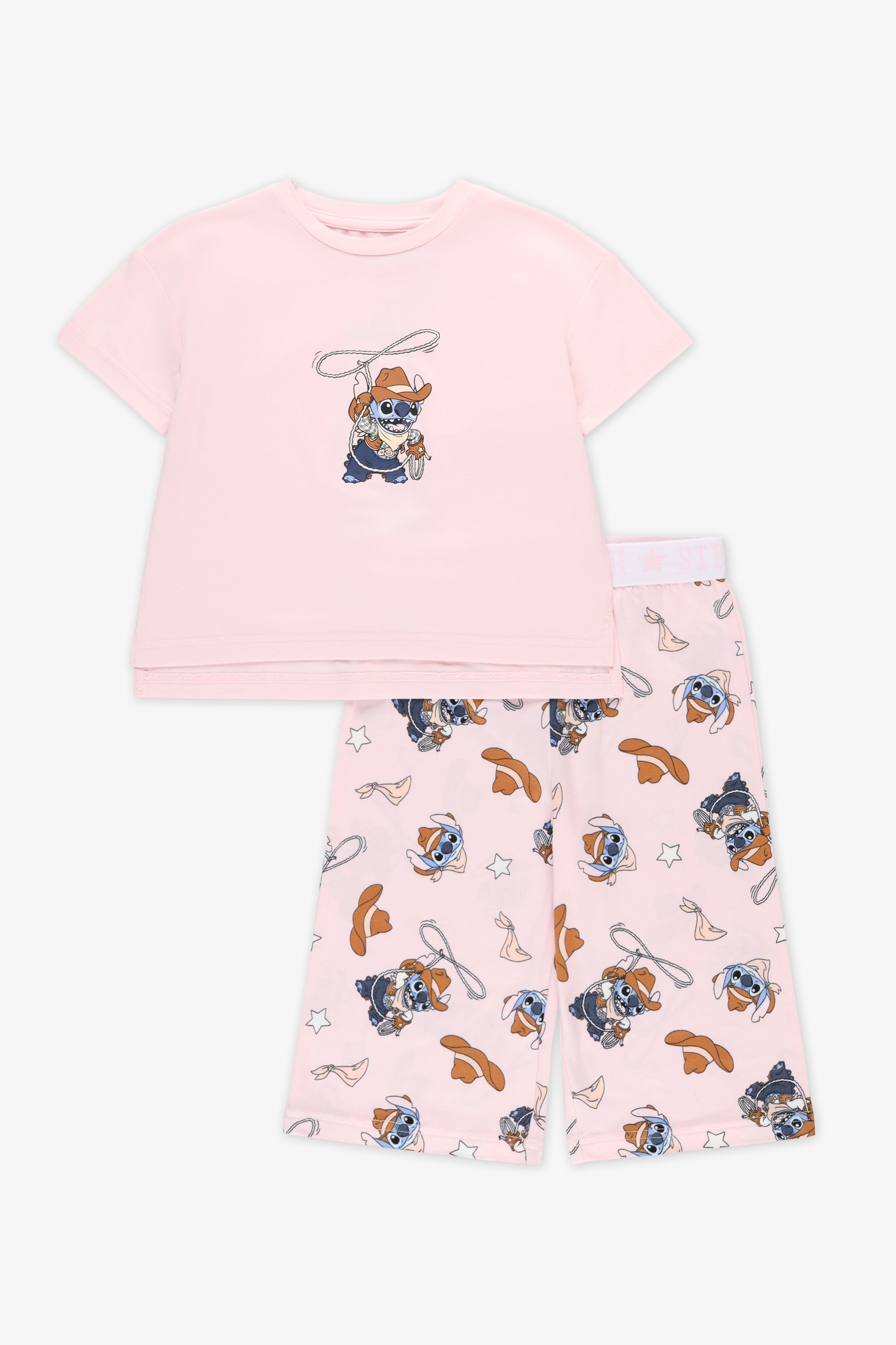 Pyjama 2 pièces Stitch © Disney t-shirt et capri - Enfant fille && ROSE